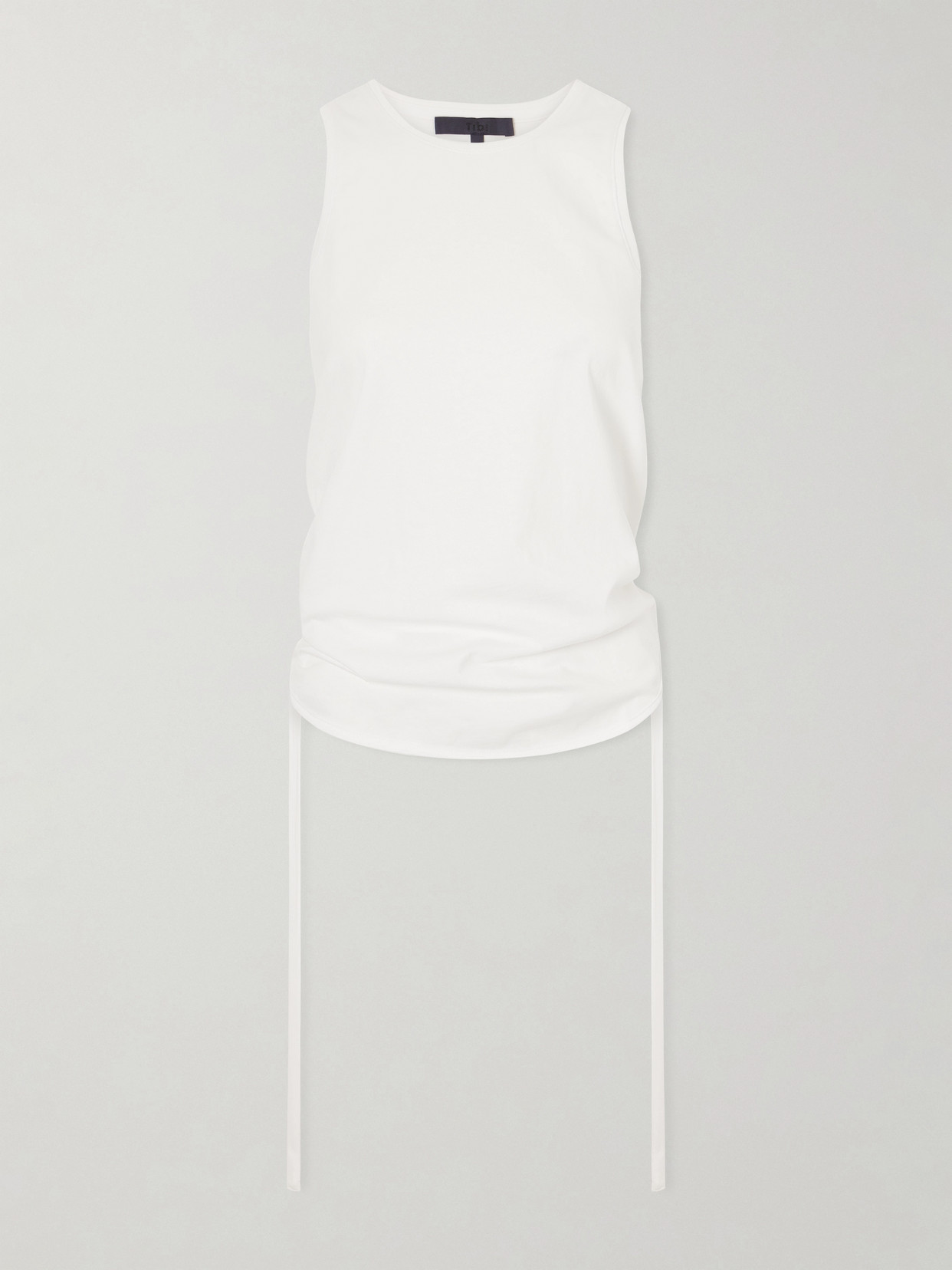 Tibi Ruched Open-back Cotton-blend Jersey Tank In Multi