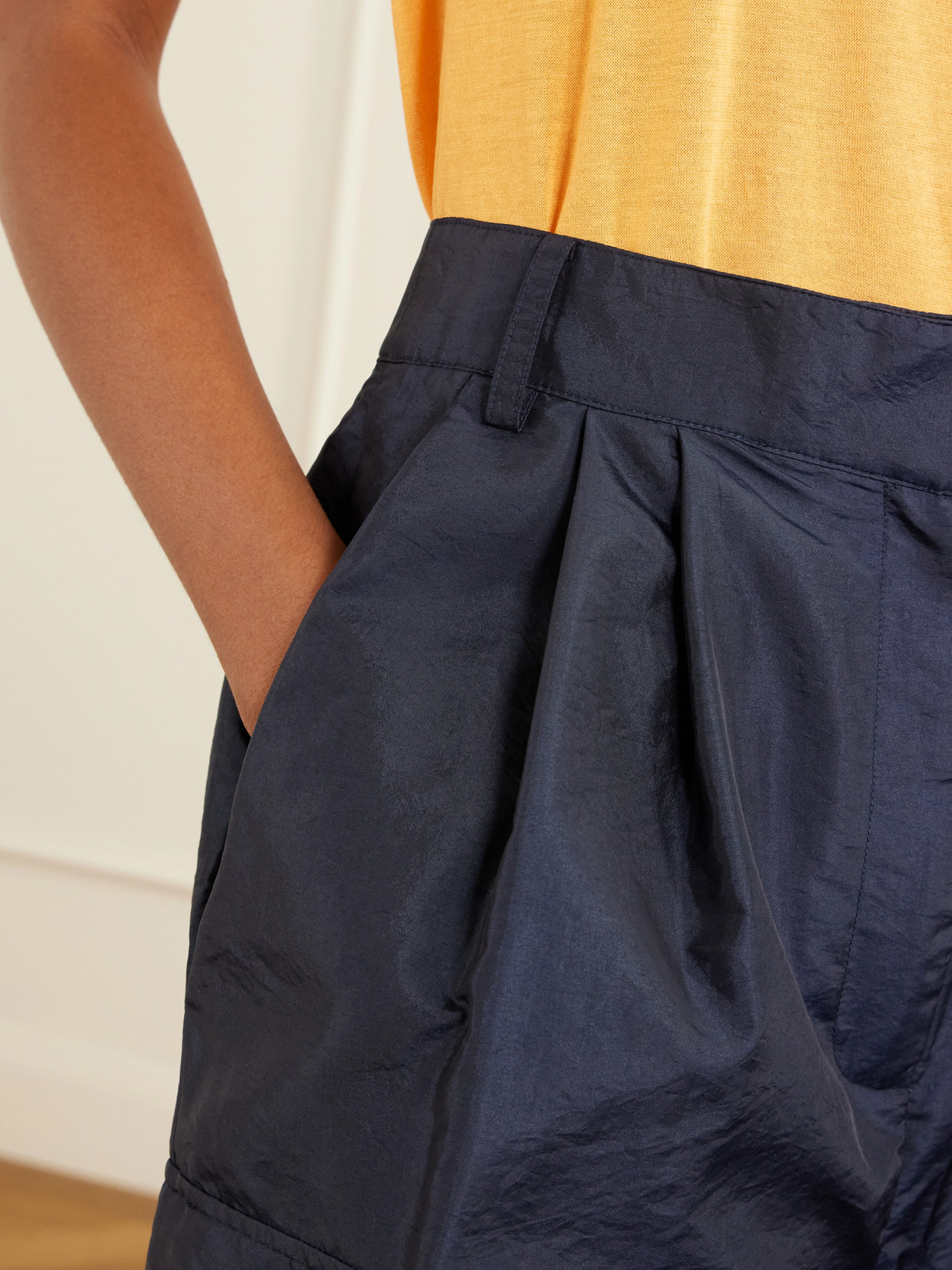 Tibi Stella Shell Cargo Shorts In Blue