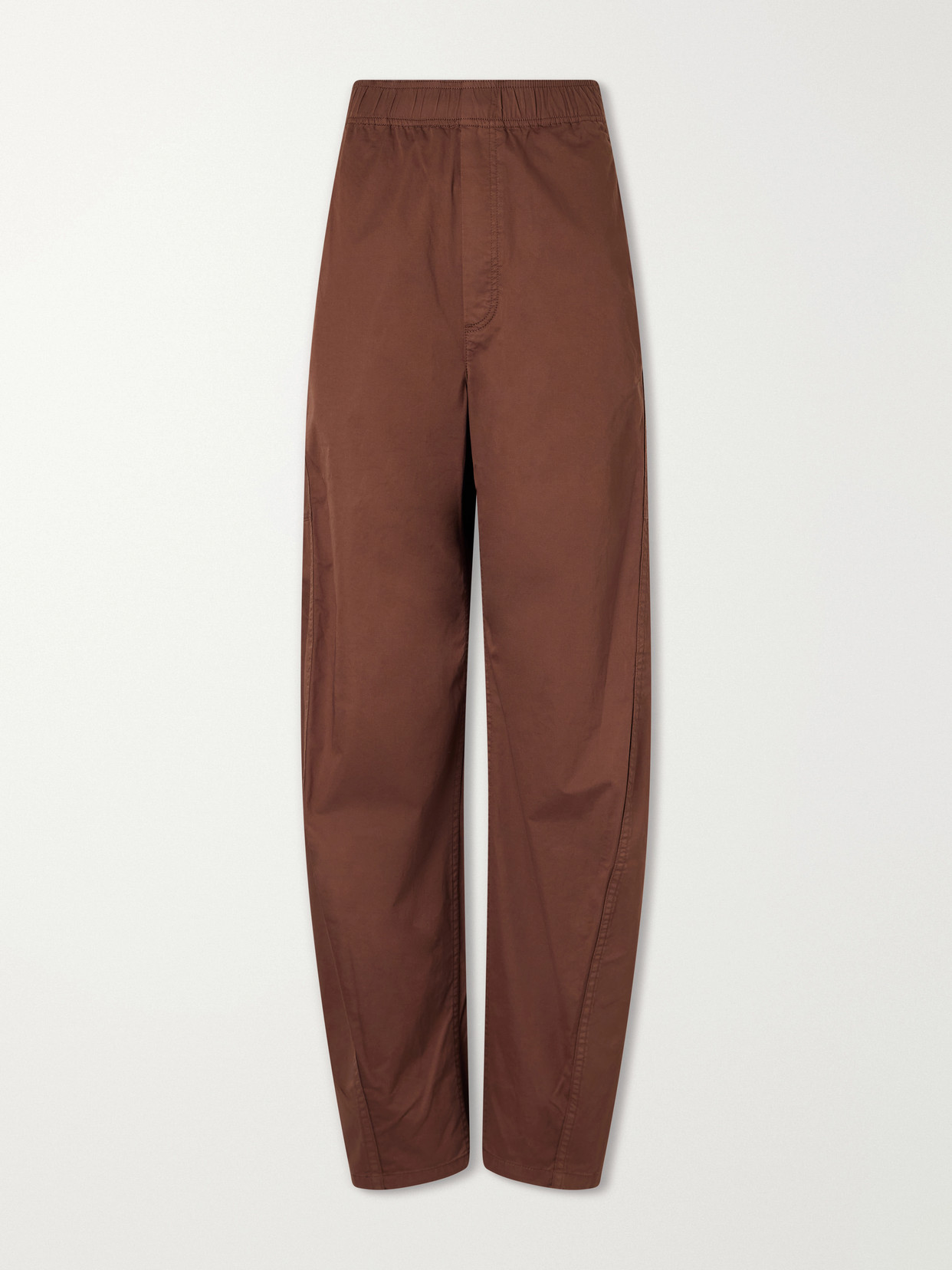 Tibi Garment-dyed Cotton-blend Gabardine Wide-leg Pants In Brown