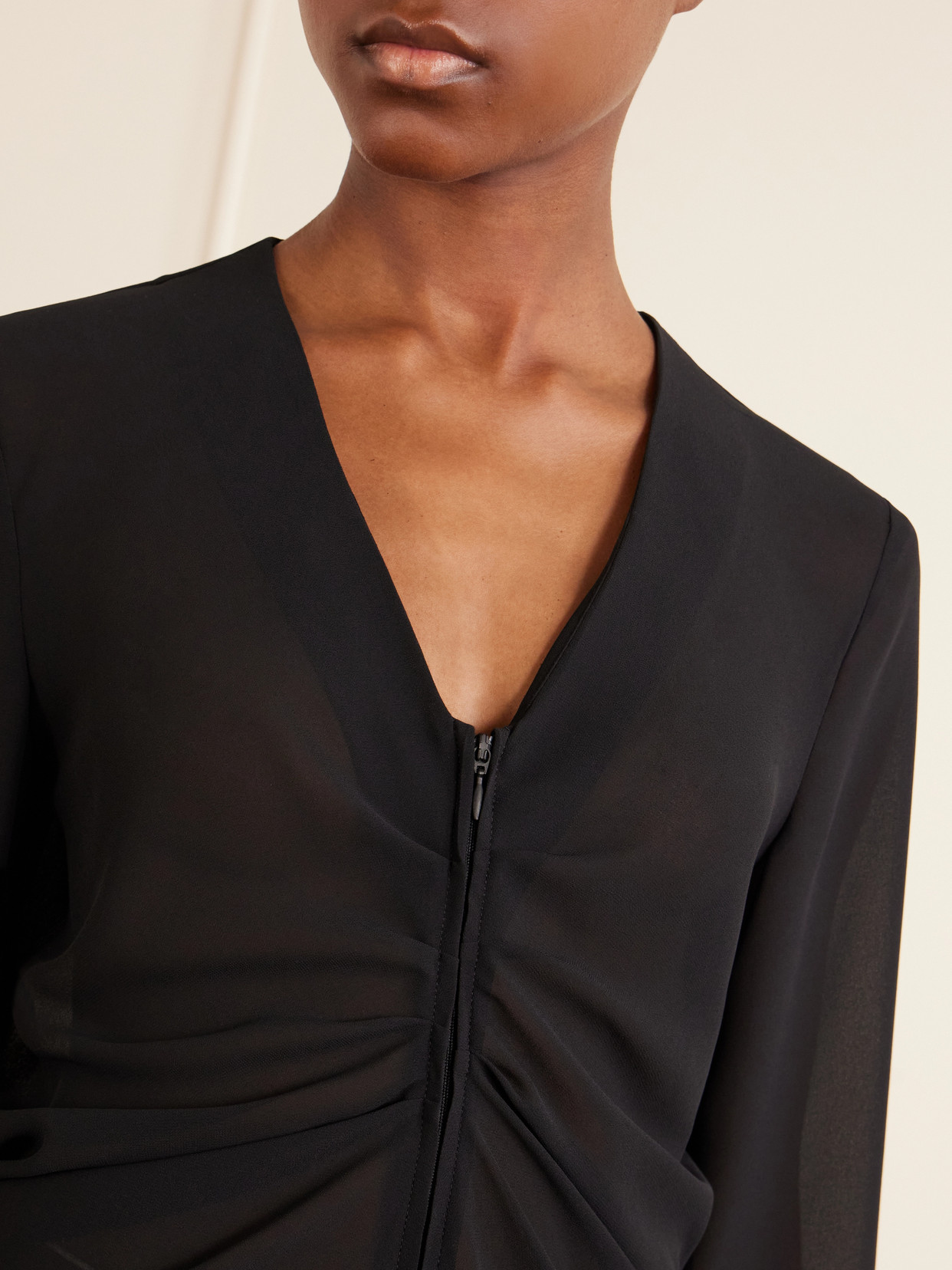 Mm6 Maison Margiela - Jersey Zip-Up Blouse
