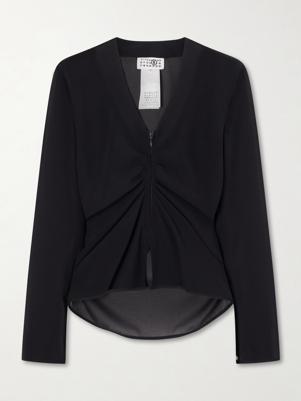 Mm6 Maison Margiela Jersey Zip-up Blouse In Black