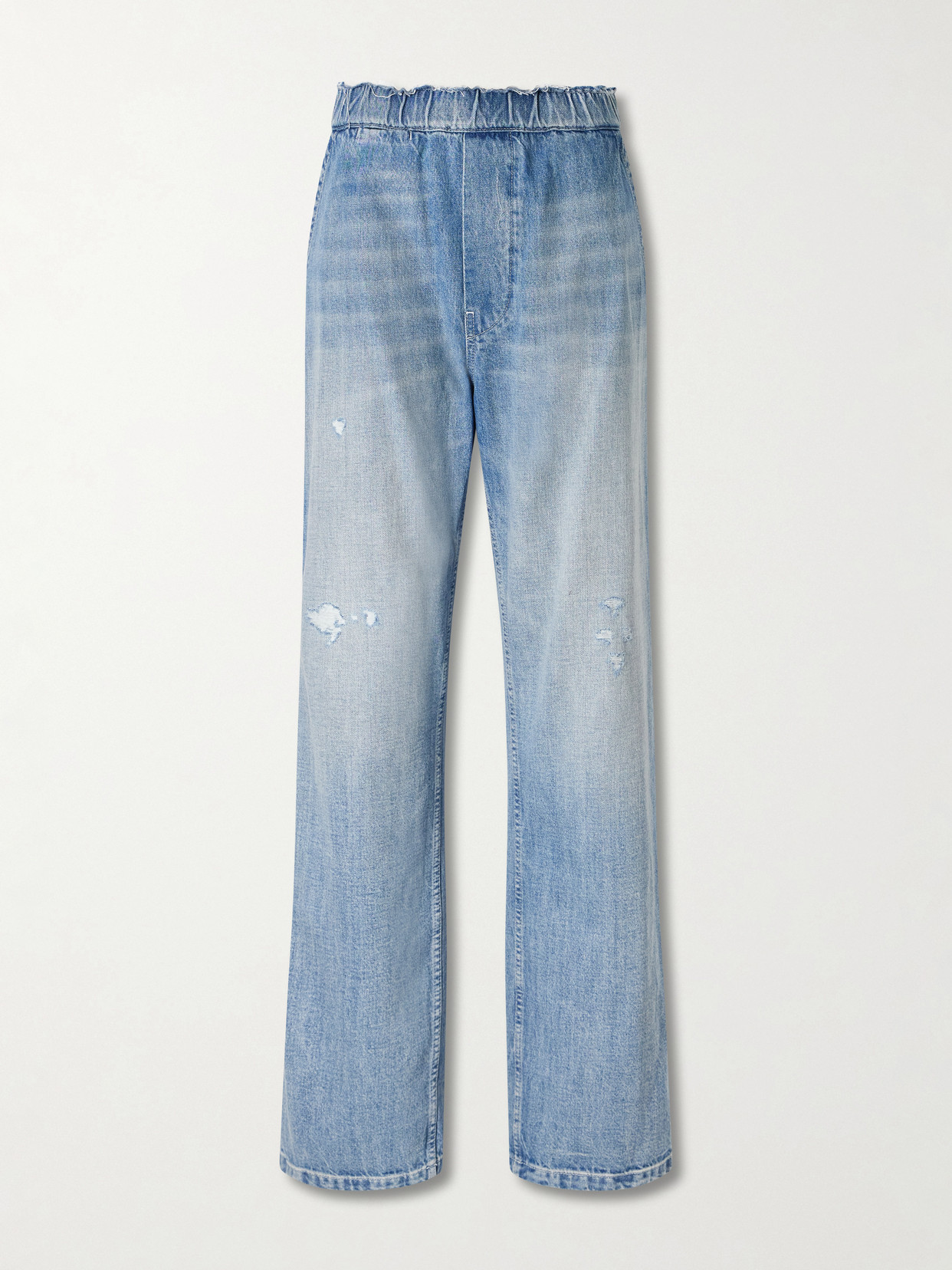 Mm6 Maison Margiela Distressed Wide-leg Jeans In Blue