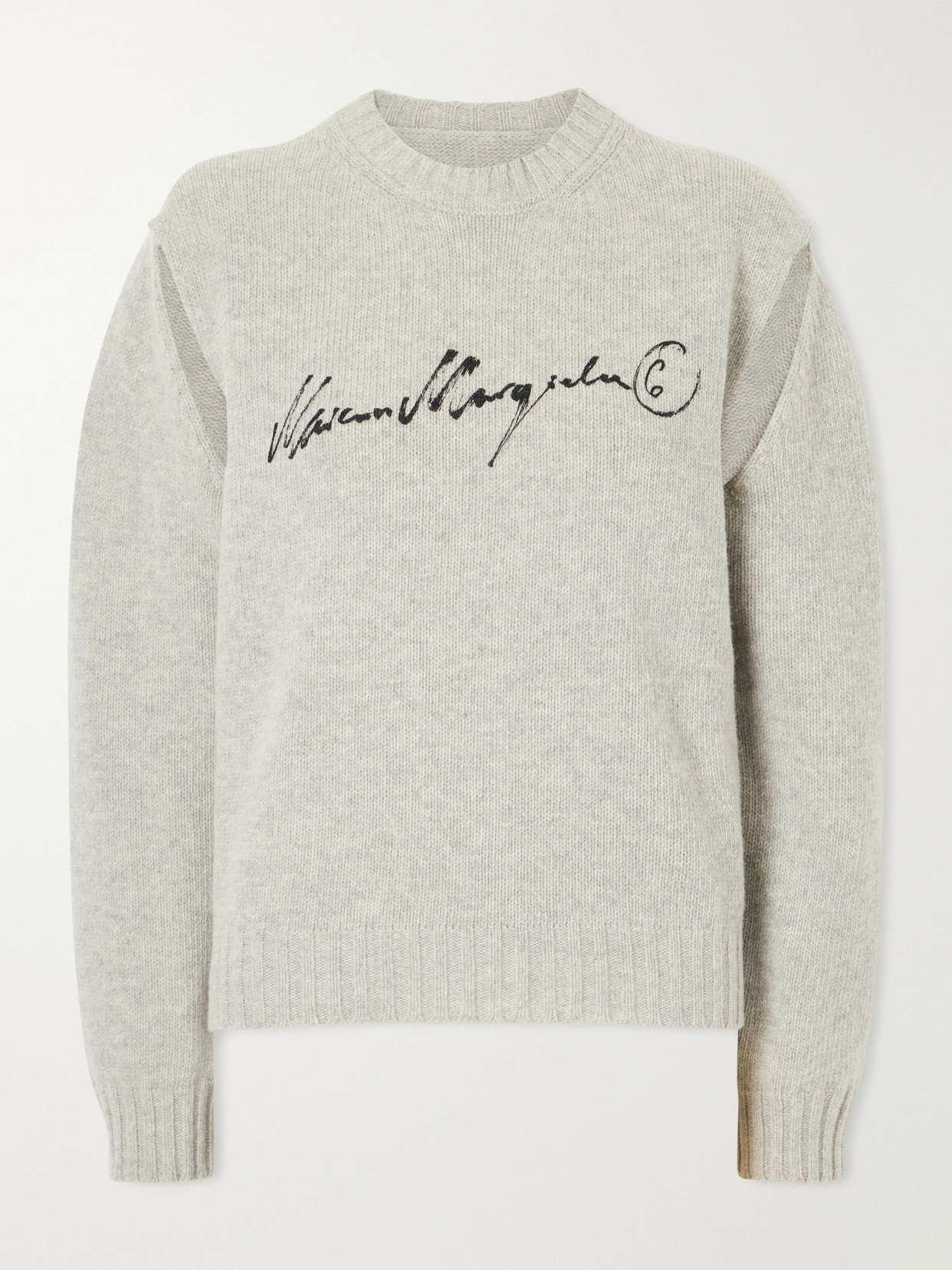 Mm6 Maison Margiela Logo-print Cut-out Wool-blend Sweater In White