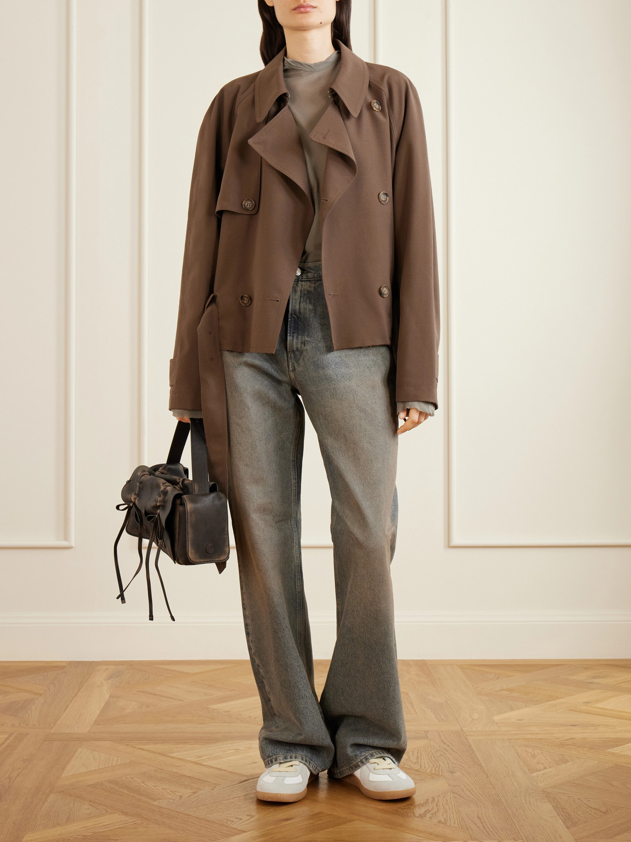 Mm6 Maison Margiela - Belted Distressed Gabardine Jacket