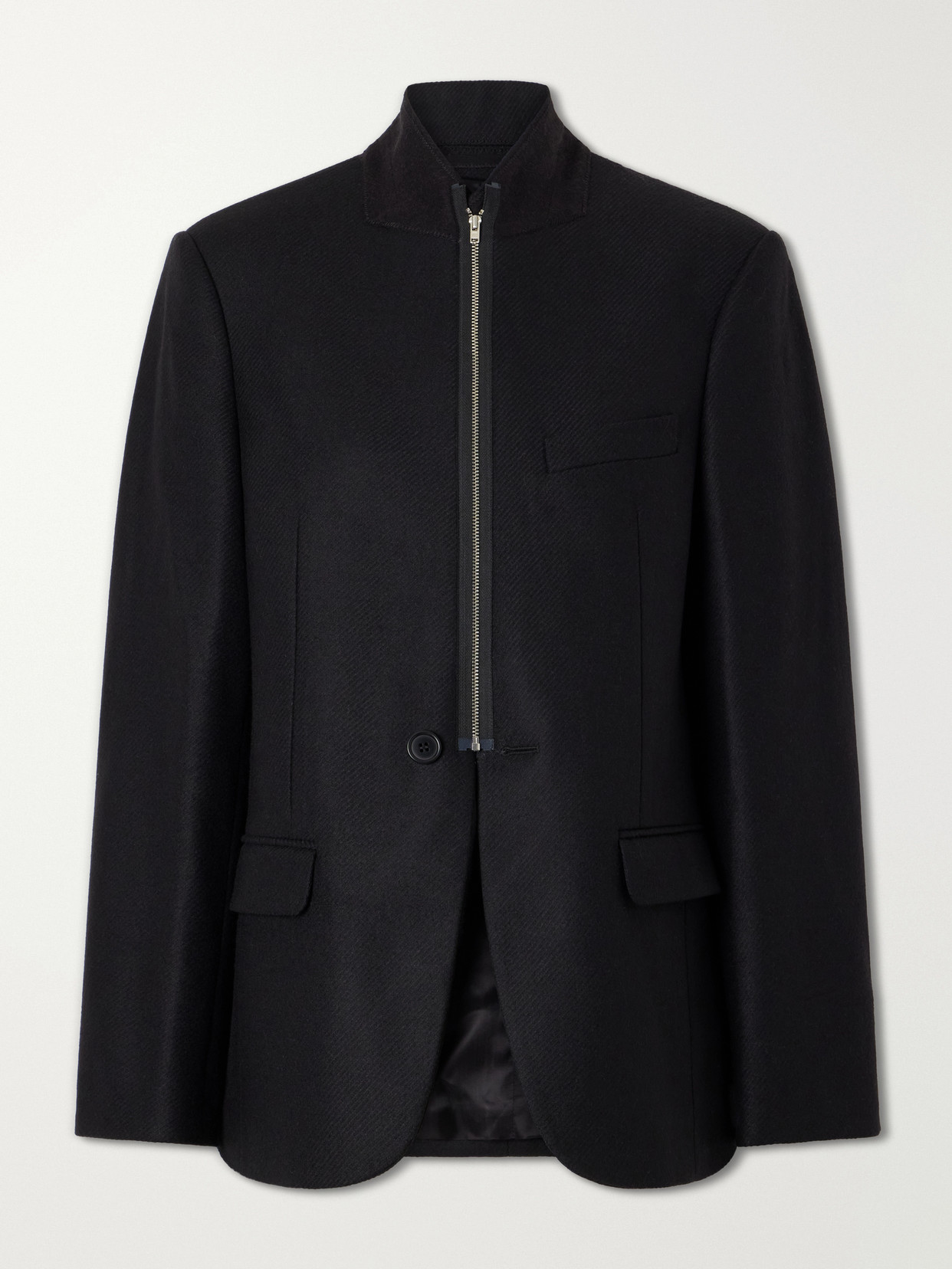 MM6 Maison Margiela - Wool-blend Zip-up Blazer - Black
