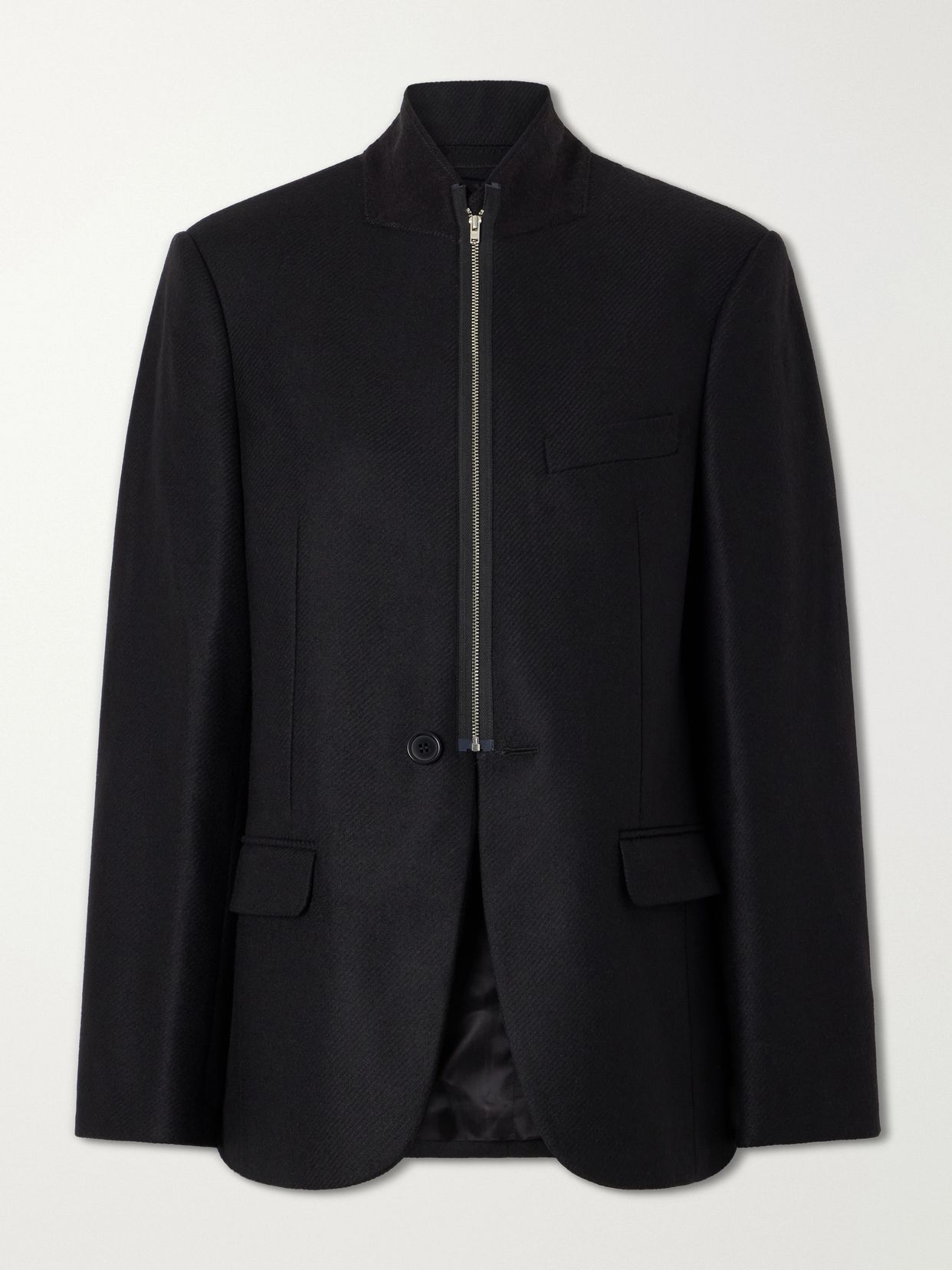 Wool-blend zip-up blazer