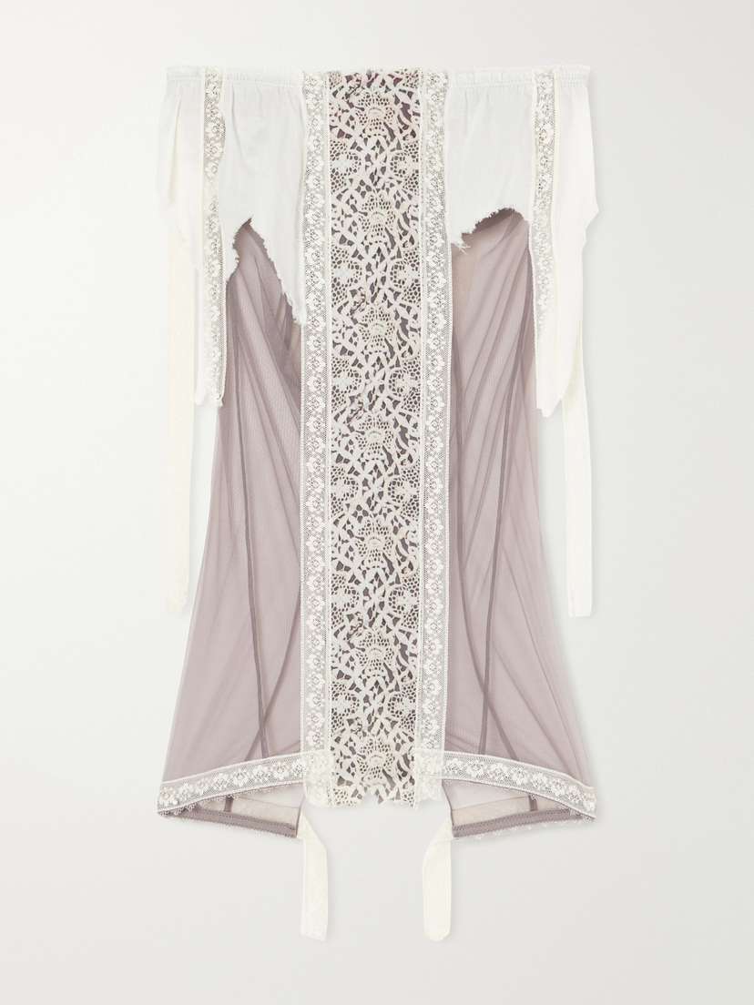 Dilara Findikoglu Past Edges Lace-trimmed Mesh Midi Skirt | Thumbnail 6