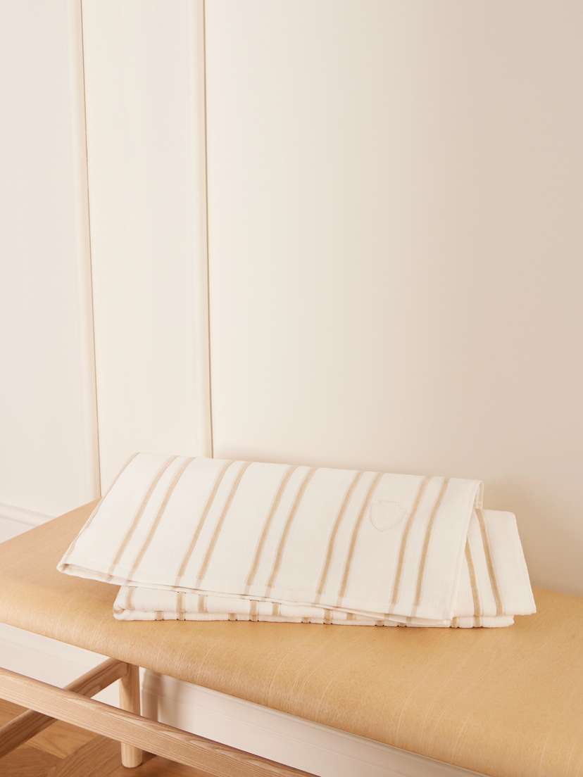 Brunello Cucinelli Embroidered Striped Cotton-terry Beach Towel