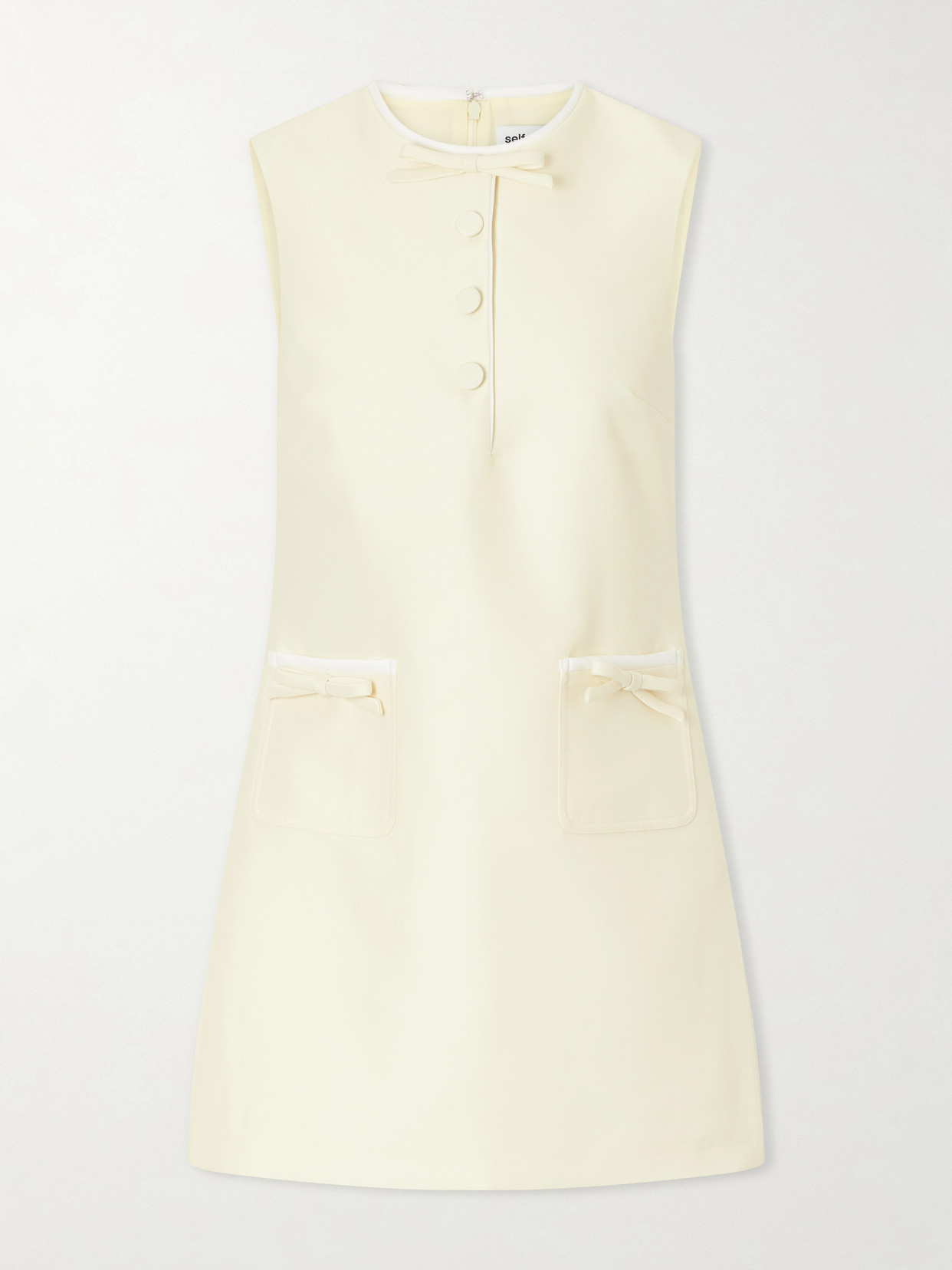 Self-Portrait - Bow-detailed Taffeta Mini Dress - Yellow