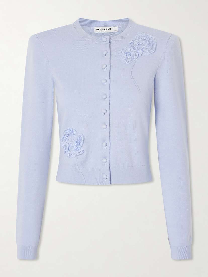 Self-Portrait Appliquéd Knitted Cardigan | Thumbnail 6 Self-Portrait Appliquéd Knitted Cardigan | Thumbnail 6