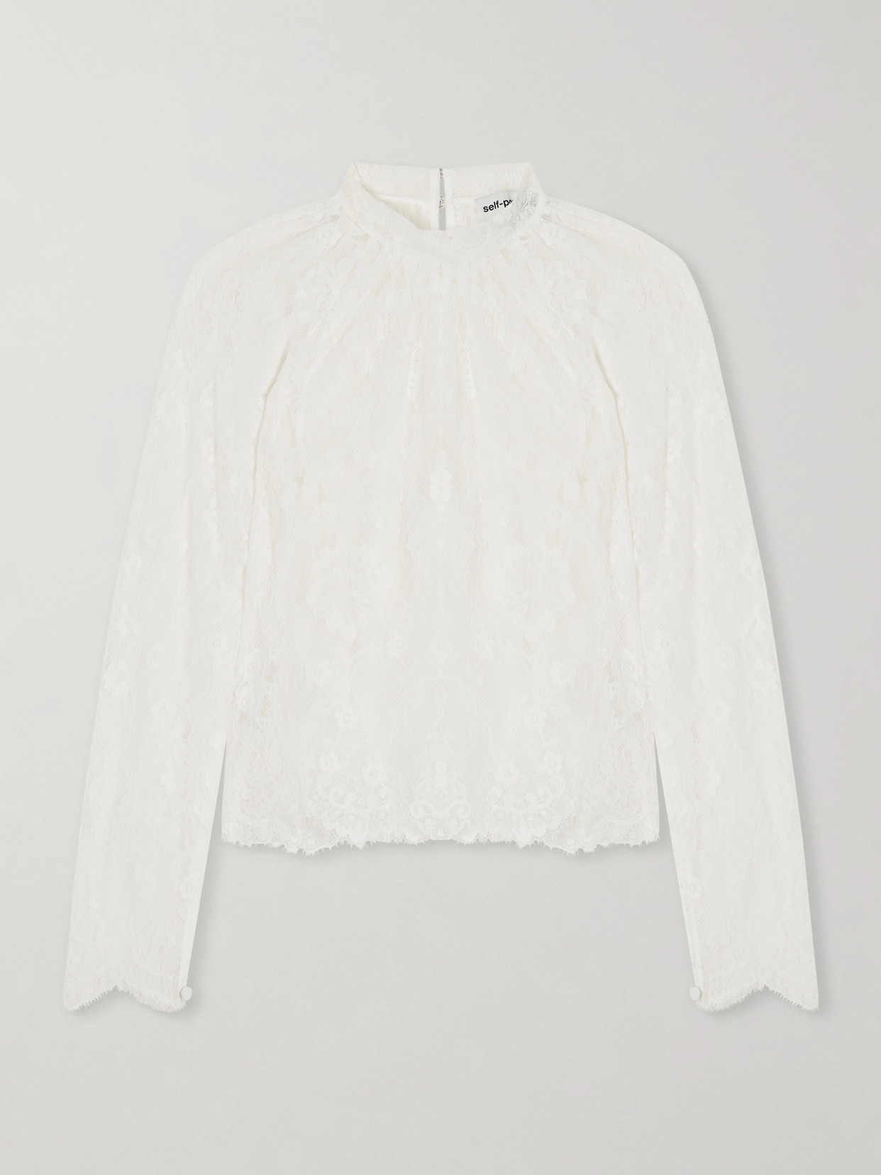 Self-portrait Scalloped Lace Blouse In White
