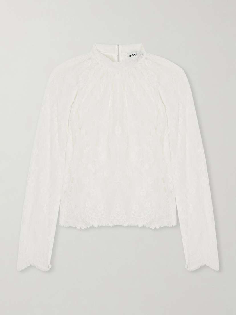Self-Portrait Scalloped Lace Blouse | Thumbnail 6 Self-Portrait Scalloped Lace Blouse | Thumbnail 6