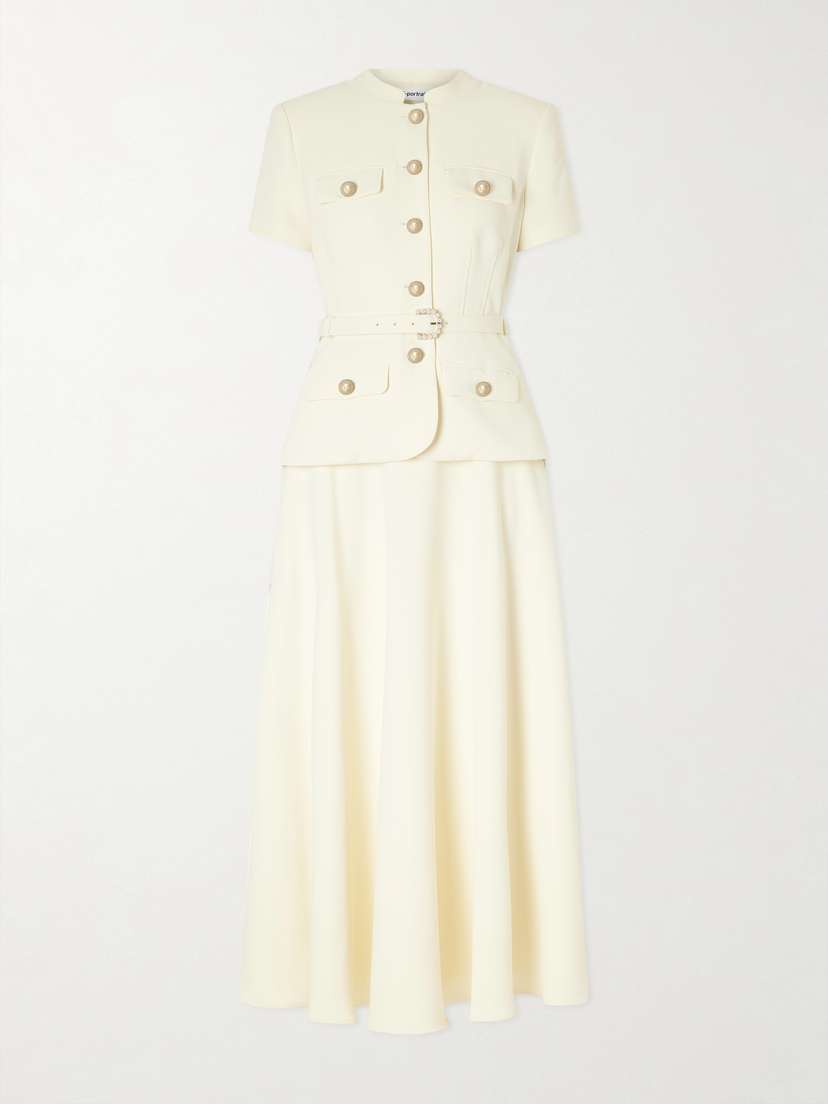 Self-Portrait Belted Embellished Crepe Midi Dress | Thumbnail 5