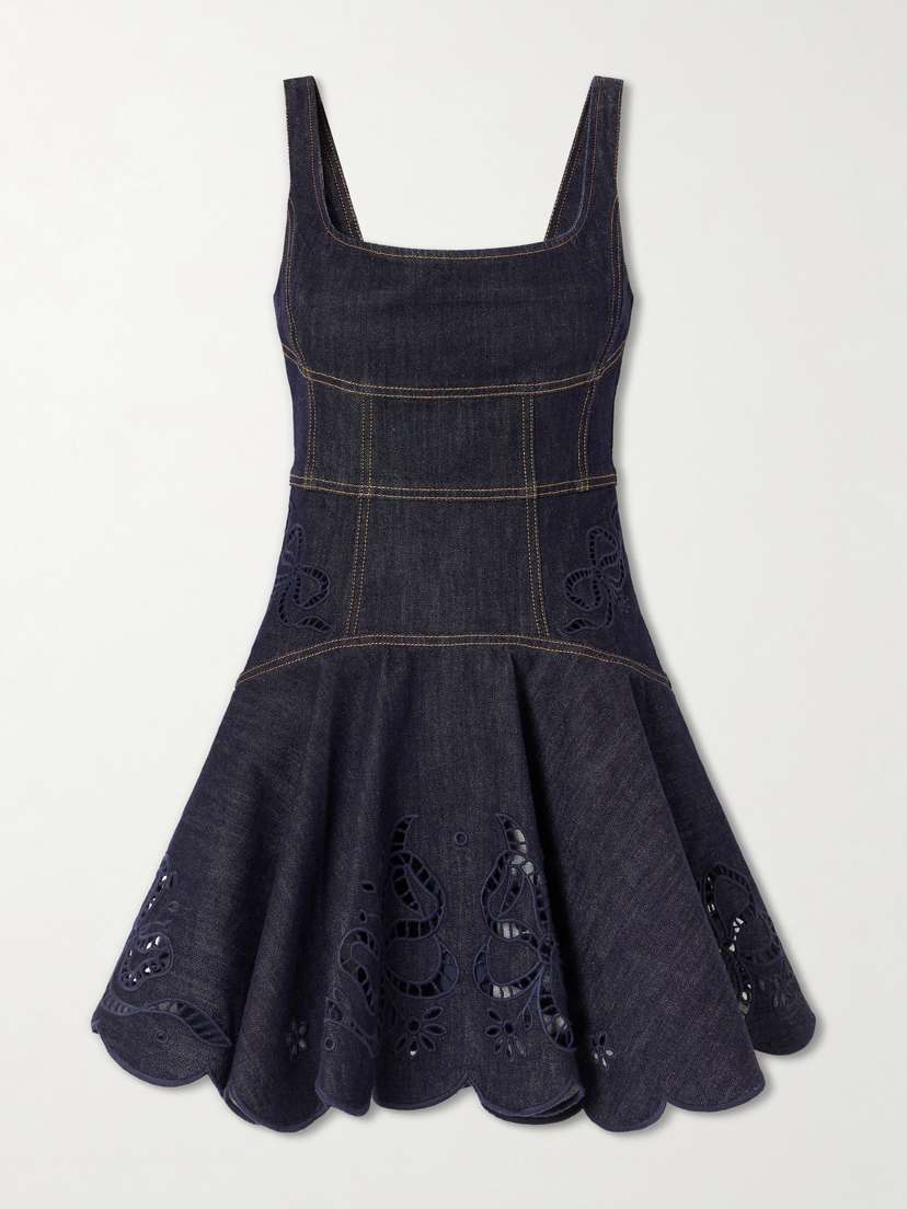 Self-Portrait Embroidered Denim Mini Dress | Thumbnail 5