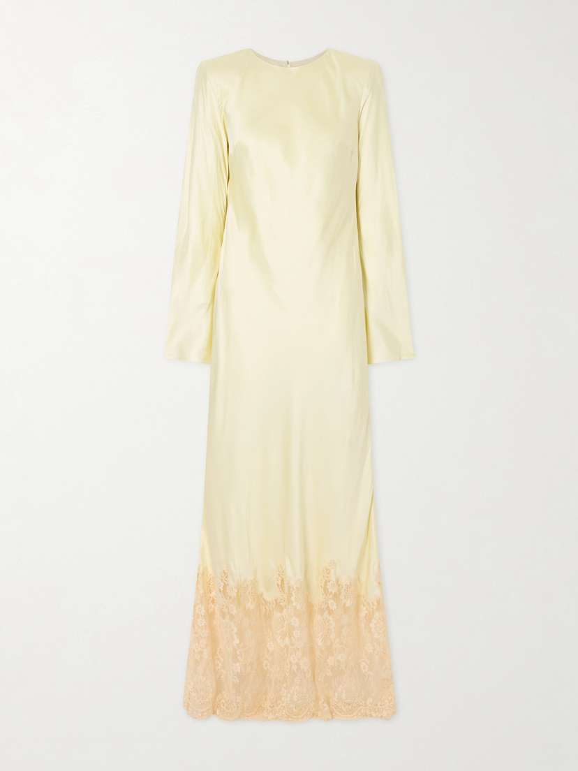 Self-Portrait Lace-trimmed Satin Maxi Dress | Thumbnail 5