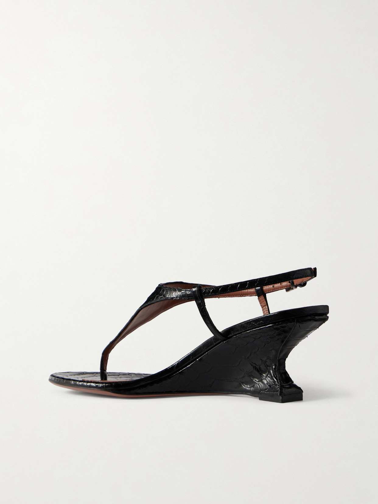 Nina 50 Snake-Effect Leather Thong Sandals