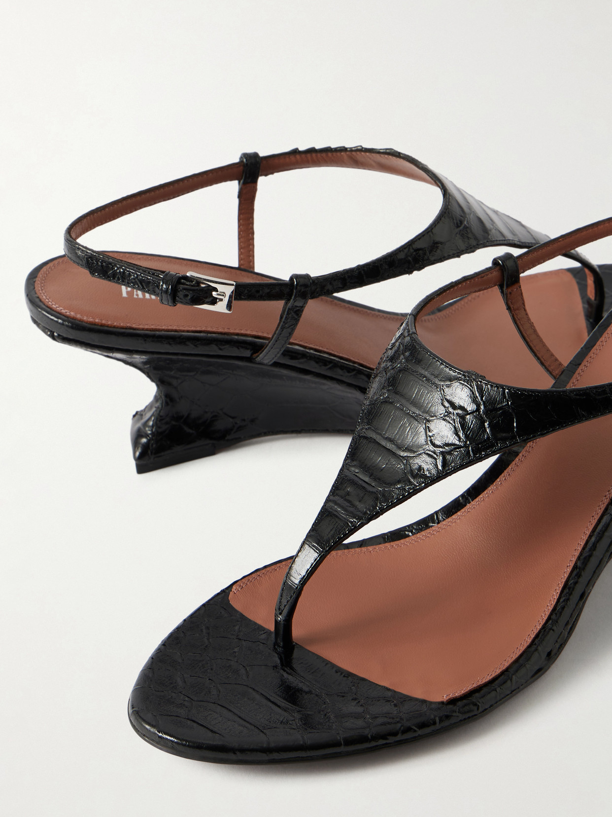 Nina 50 Snake-Effect Leather Thong Sandals