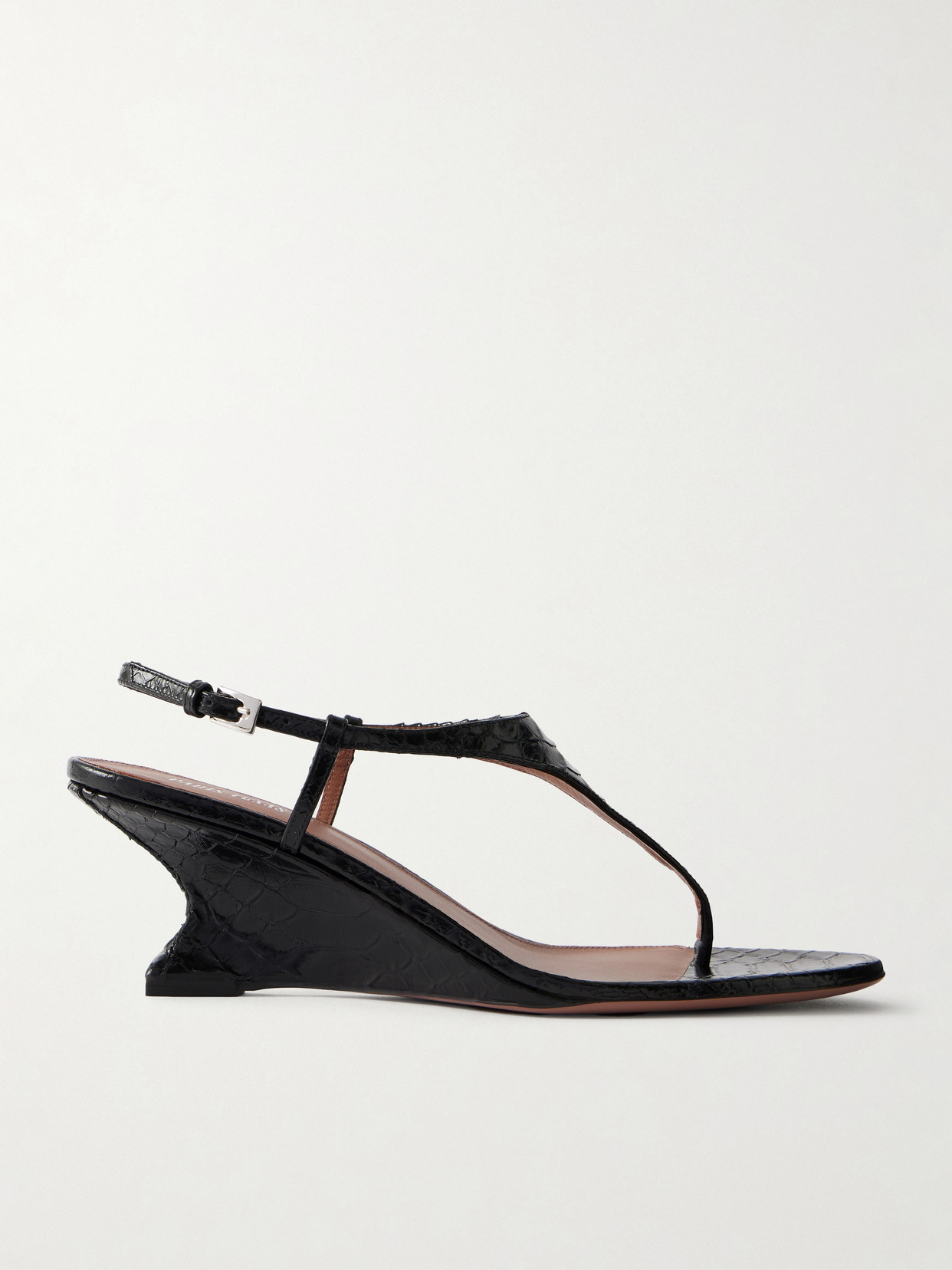 Nina 50 Snake-Effect Leather Thong Sandals