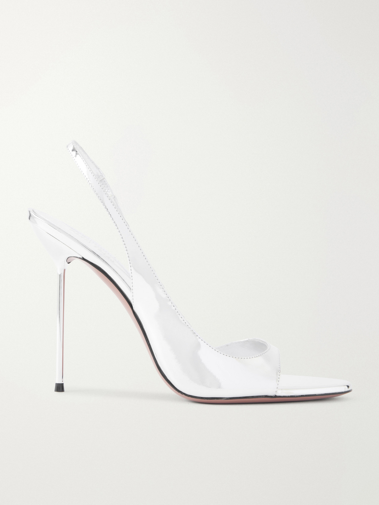 Paris Texas Lidia Mirrored-leather Slingback Sandals In White