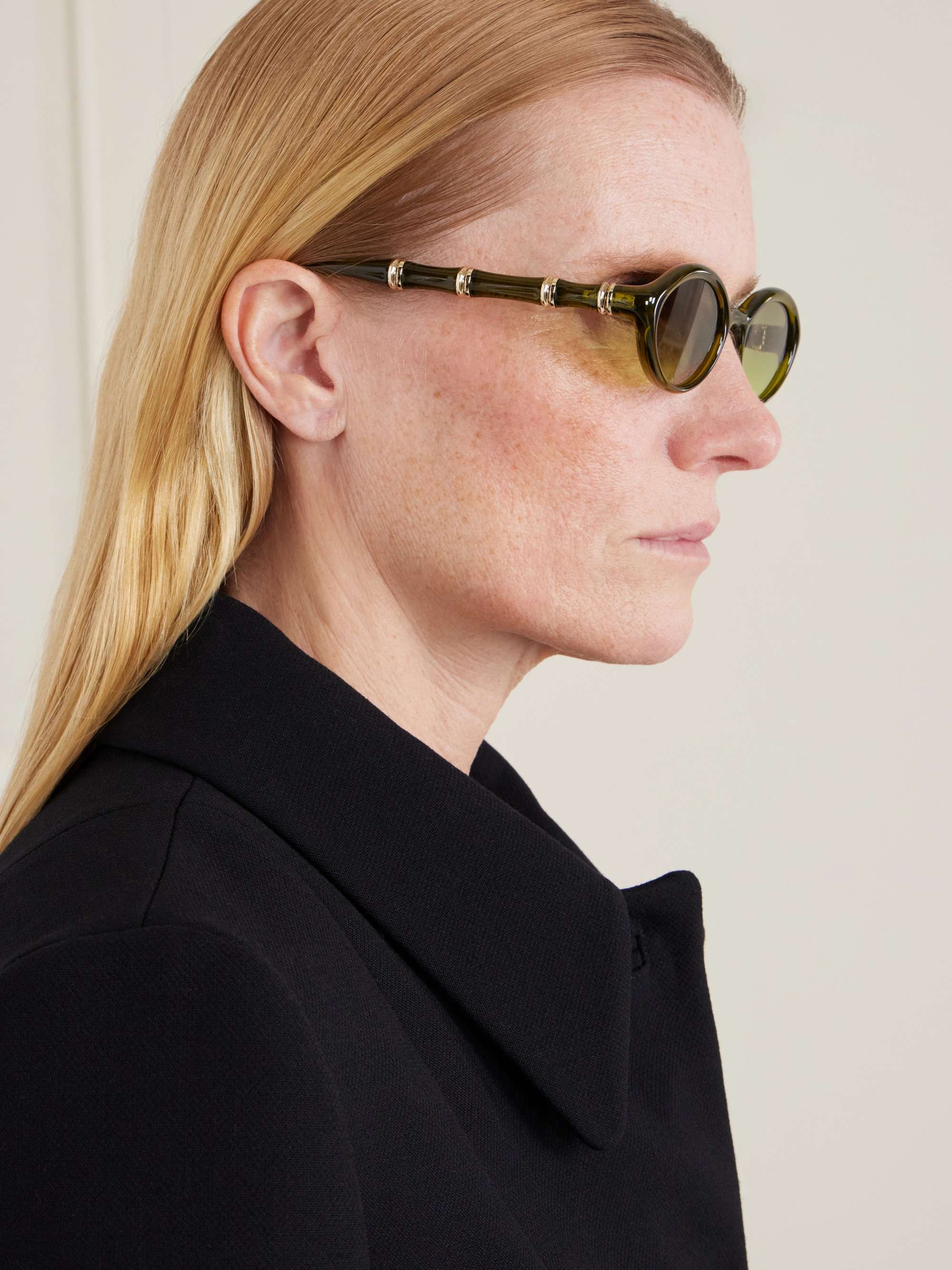 GUCCI EYEWEAR Bamboo round-frame acetate sunglasses | NET-A-PORTER