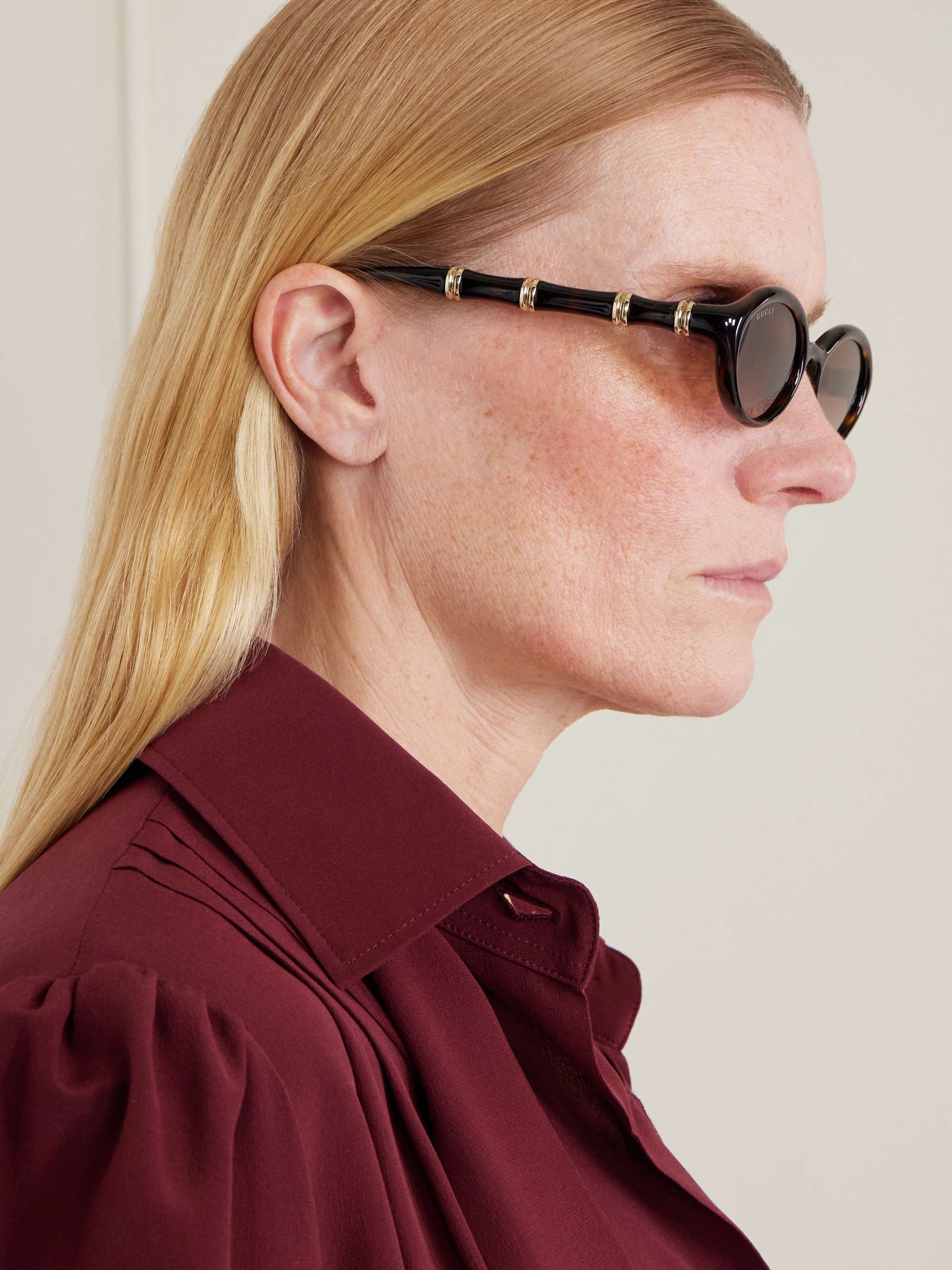 GUCCI EYEWEAR Bamboo round-frame acetate sunglasses | NET-A-PORTER