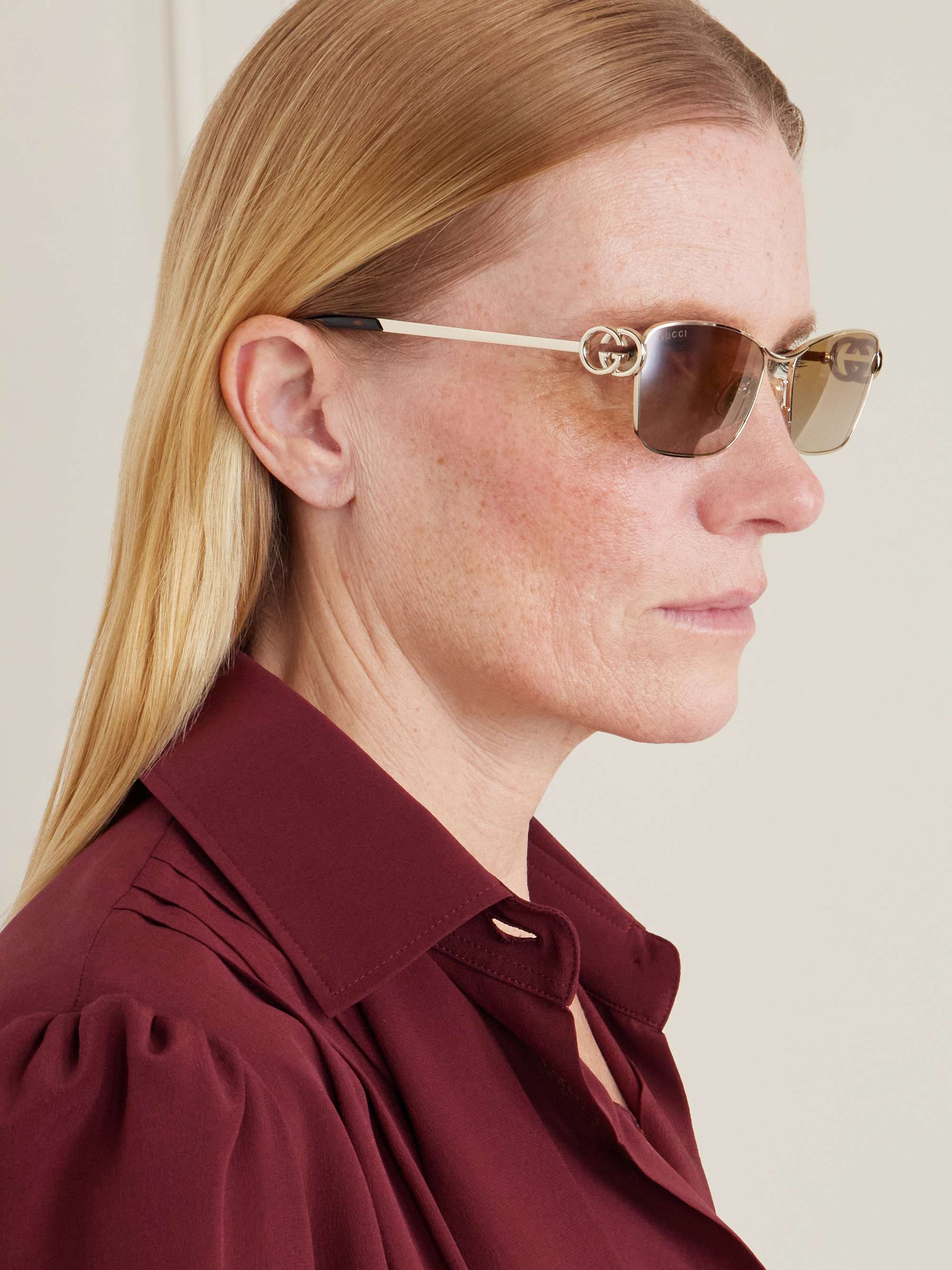 GUCCI EYEWEAR Interlocking GStuck cat-eye gold-tone and acetate