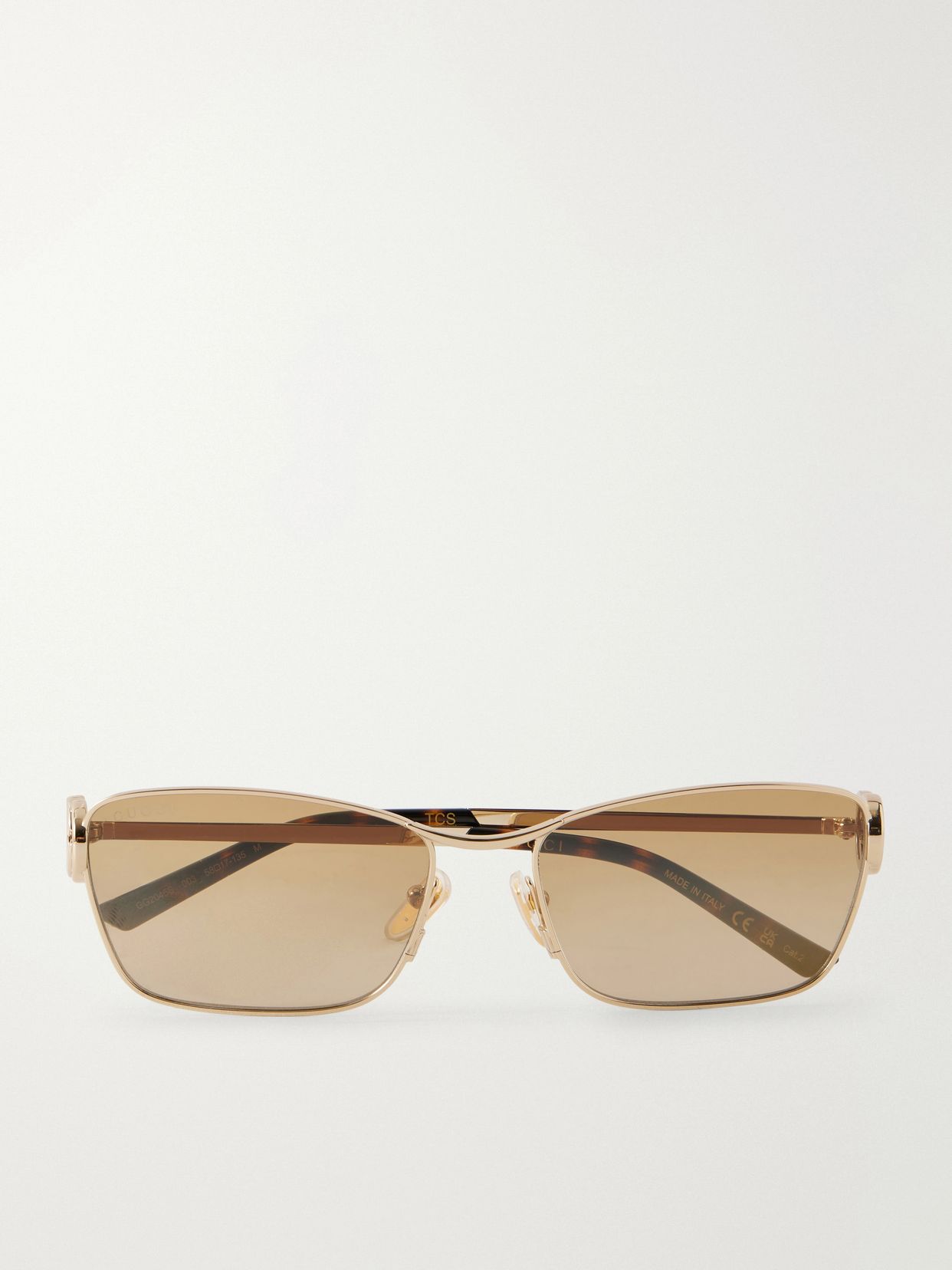 Interlocking GStuck cat-eye gold-tone and acetate sunglasses