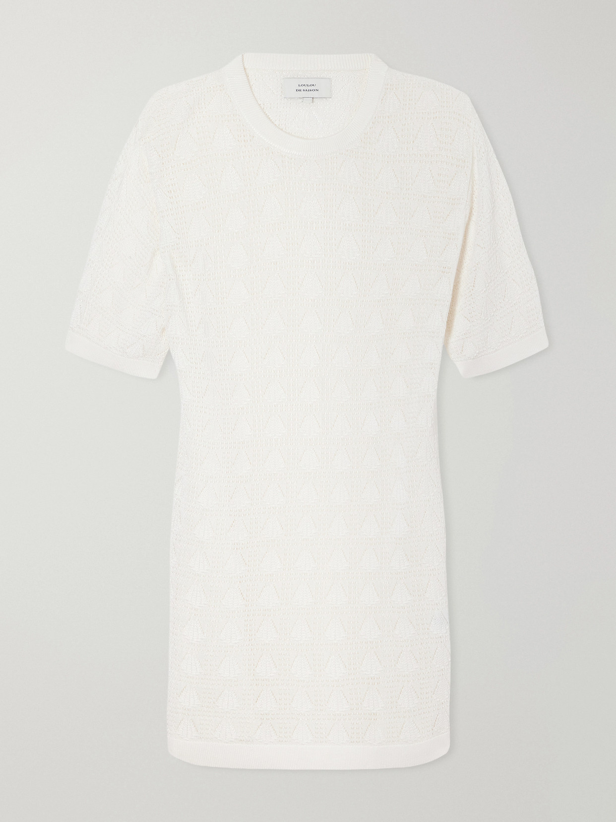 Loulou De Saison Armas Pointelle-knit Mini Dress In White