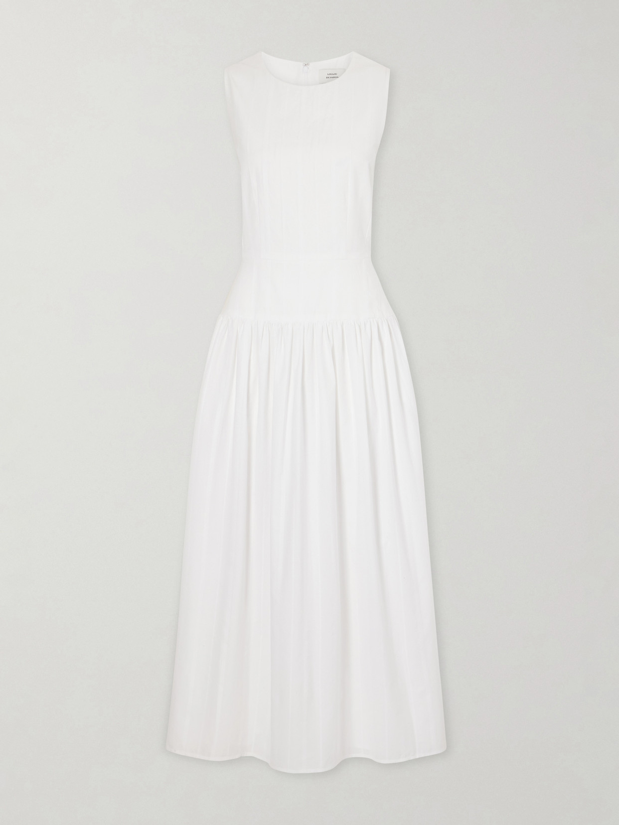 Loulou de Saison - Ama Gathered Striped Cotton Maxi Dress - White