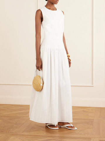 LOULOU DE SAISON Ama gathered striped cotton maxi dress