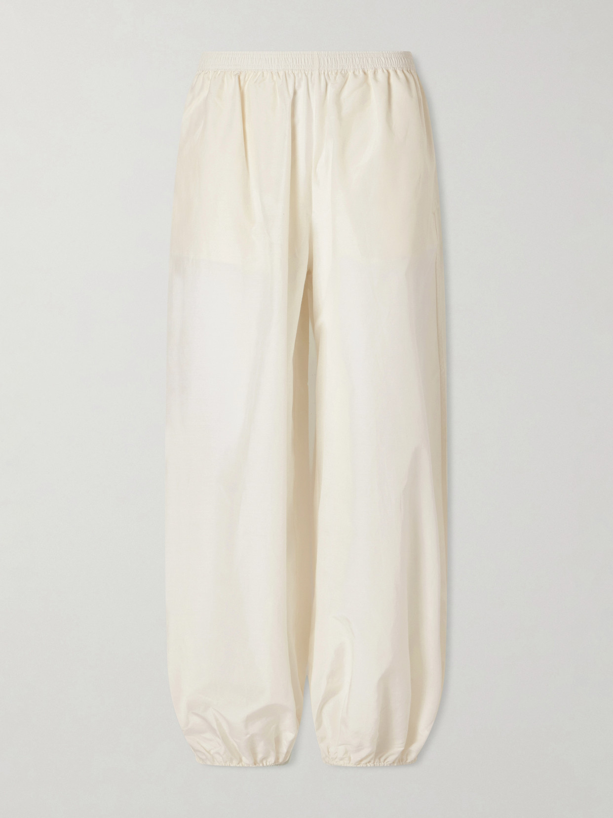 Loulou De Saison Almaya Cotton And Silk-blend Wide-leg Pants In Neutral