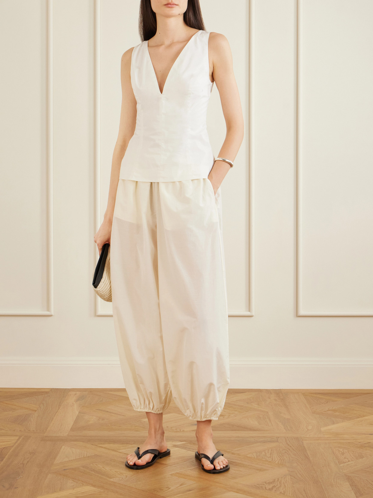 Almaya Cotton And Silk-Blend Balloon Pants