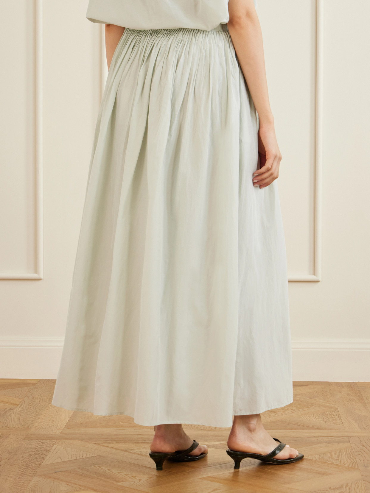 Naya Gathered Cotton And Silk-Blend Maxi