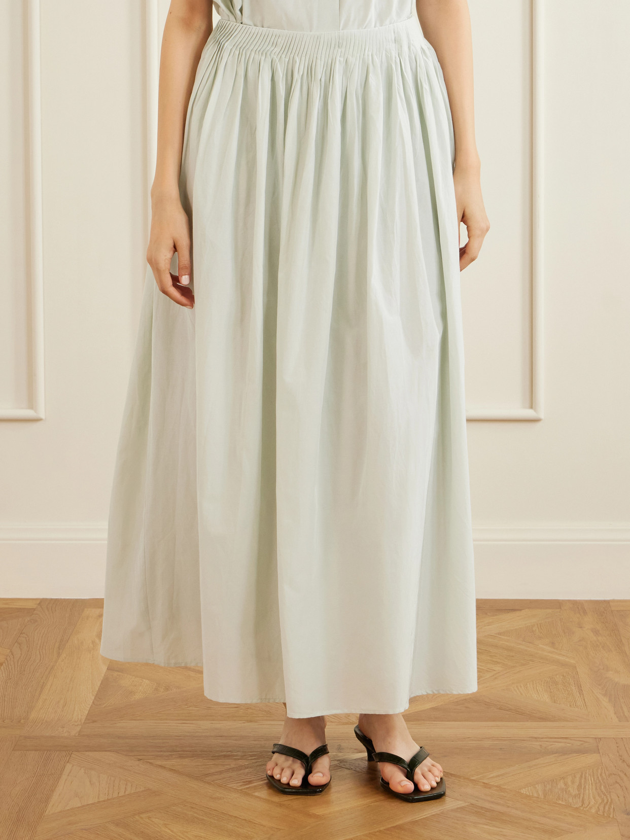 Naya Gathered Cotton And Silk-Blend Maxi