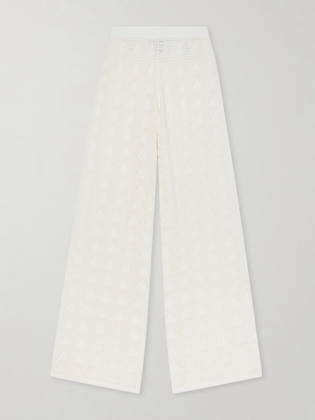 Loulou de Saison - Egeo Pointelle-knit Wide-leg Pants - Neutrals