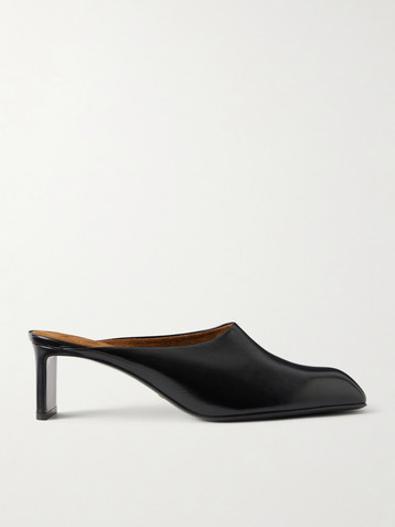 Balenciaga - Knife bow-embellished crinkled-leather mules | Plush