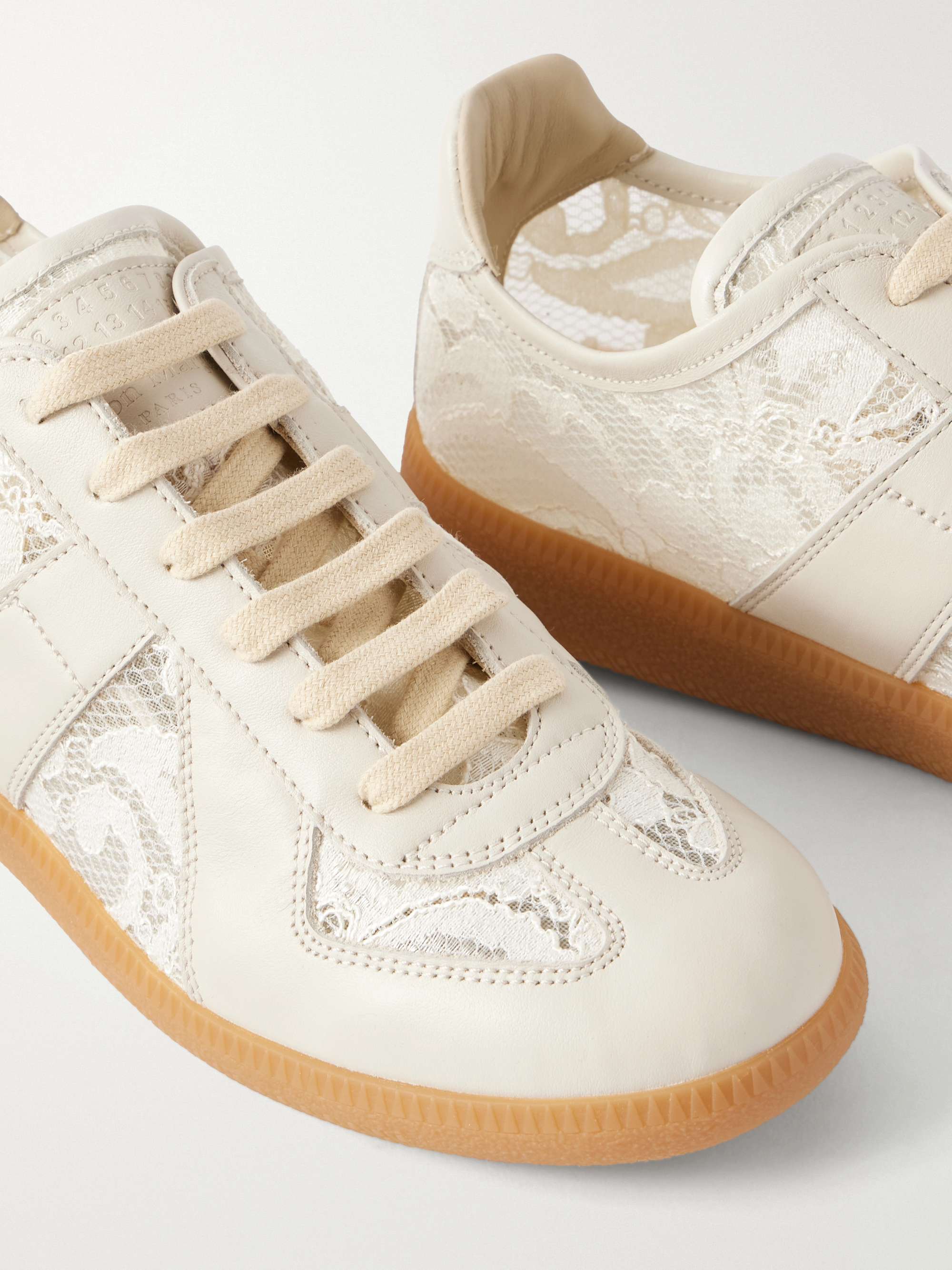 MAISON MARGIELA Replica lace and leather sneakers | NET-A-PORTER