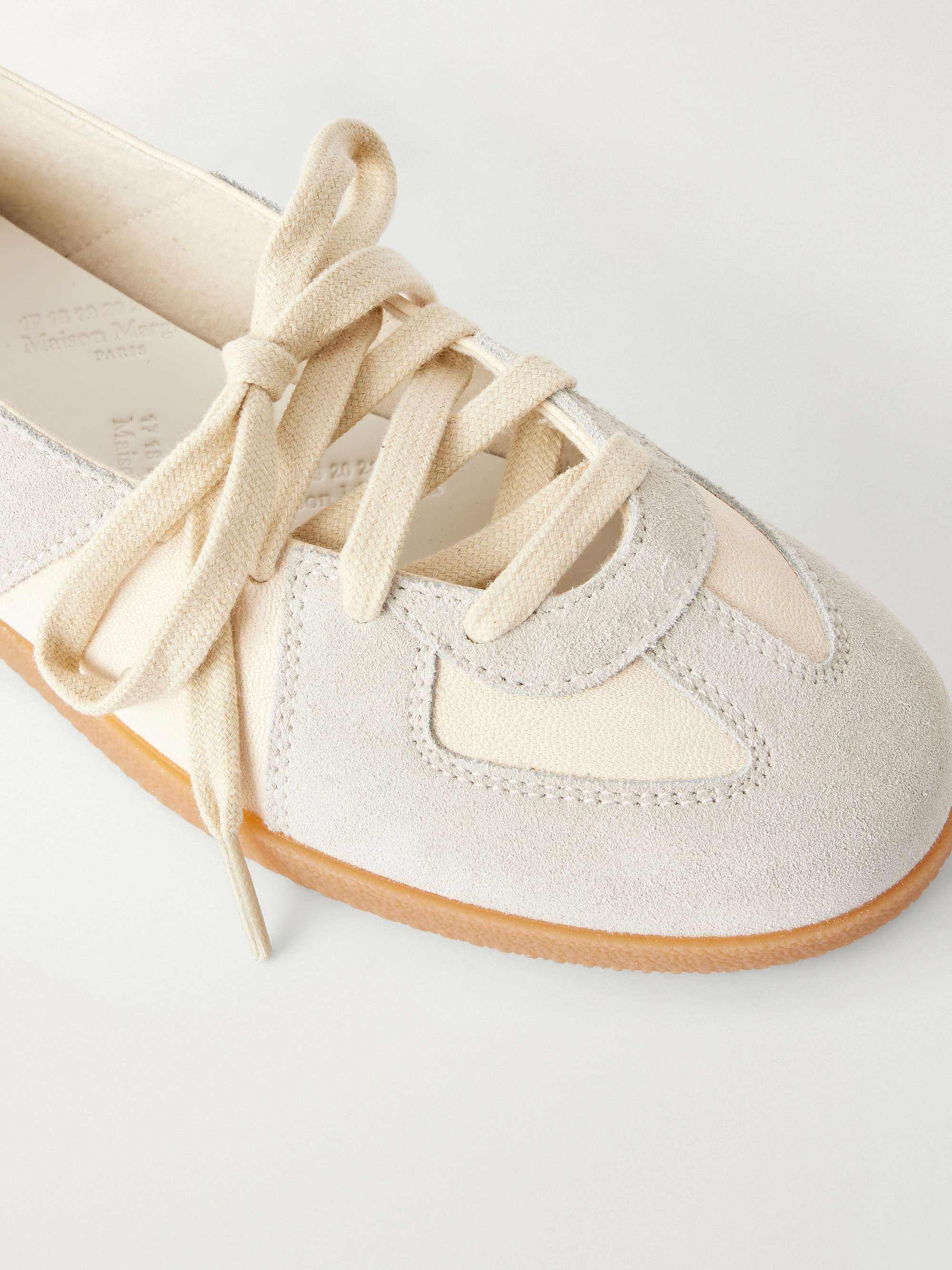 MAISON MARGIELA Replica suede-trimmed leather sneakers | NET-A-PORTER