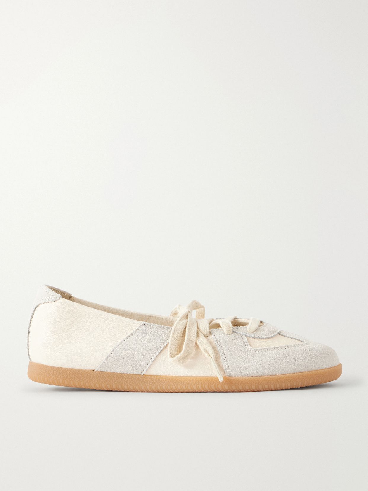 replica suede trimmed leather sneakers