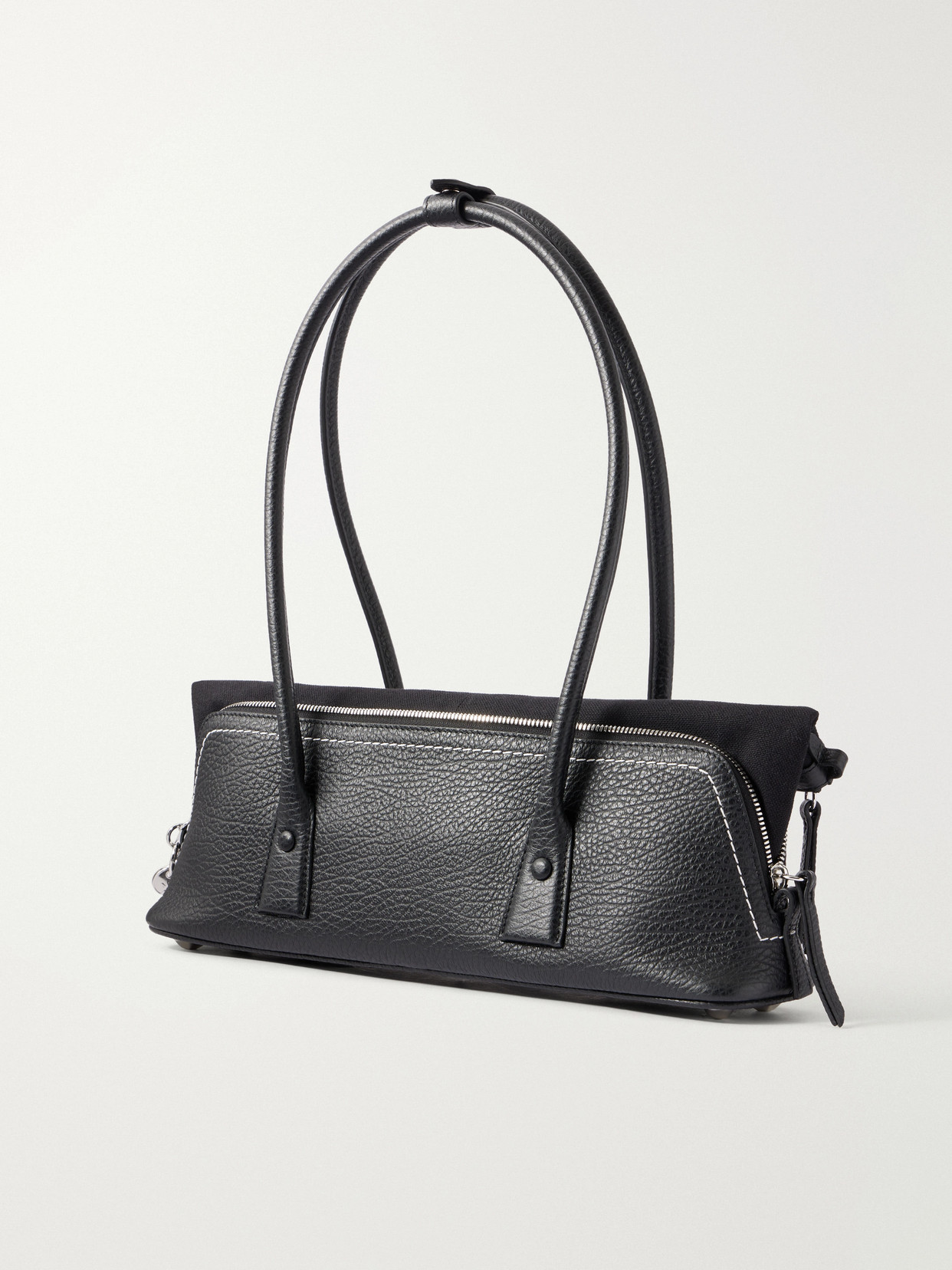 East West Canvas-Trimmed Shoulder Bag