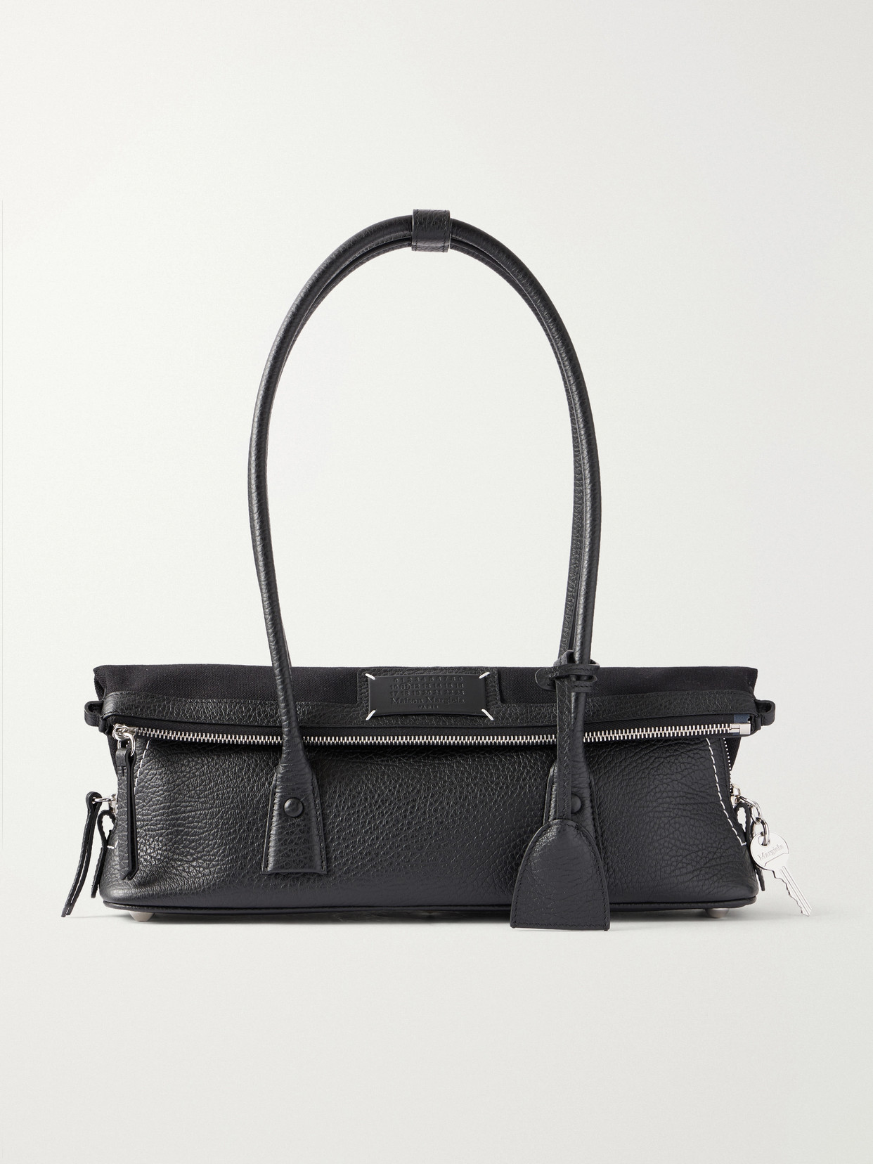 East West Canvas-Trimmed Shoulder Bag