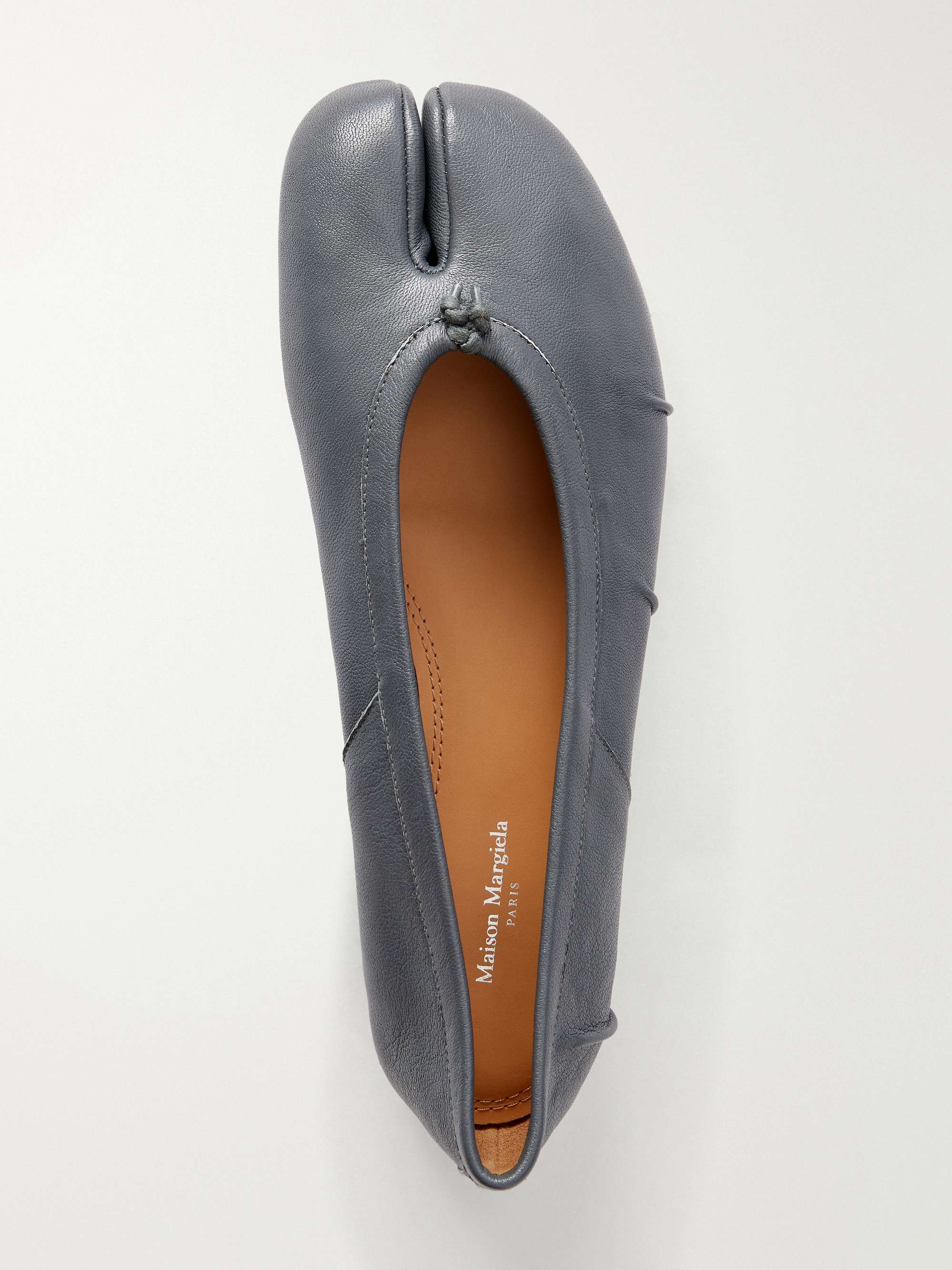 MAISON MARGIELA Tabi split-toe textured leather ballet flats | NET