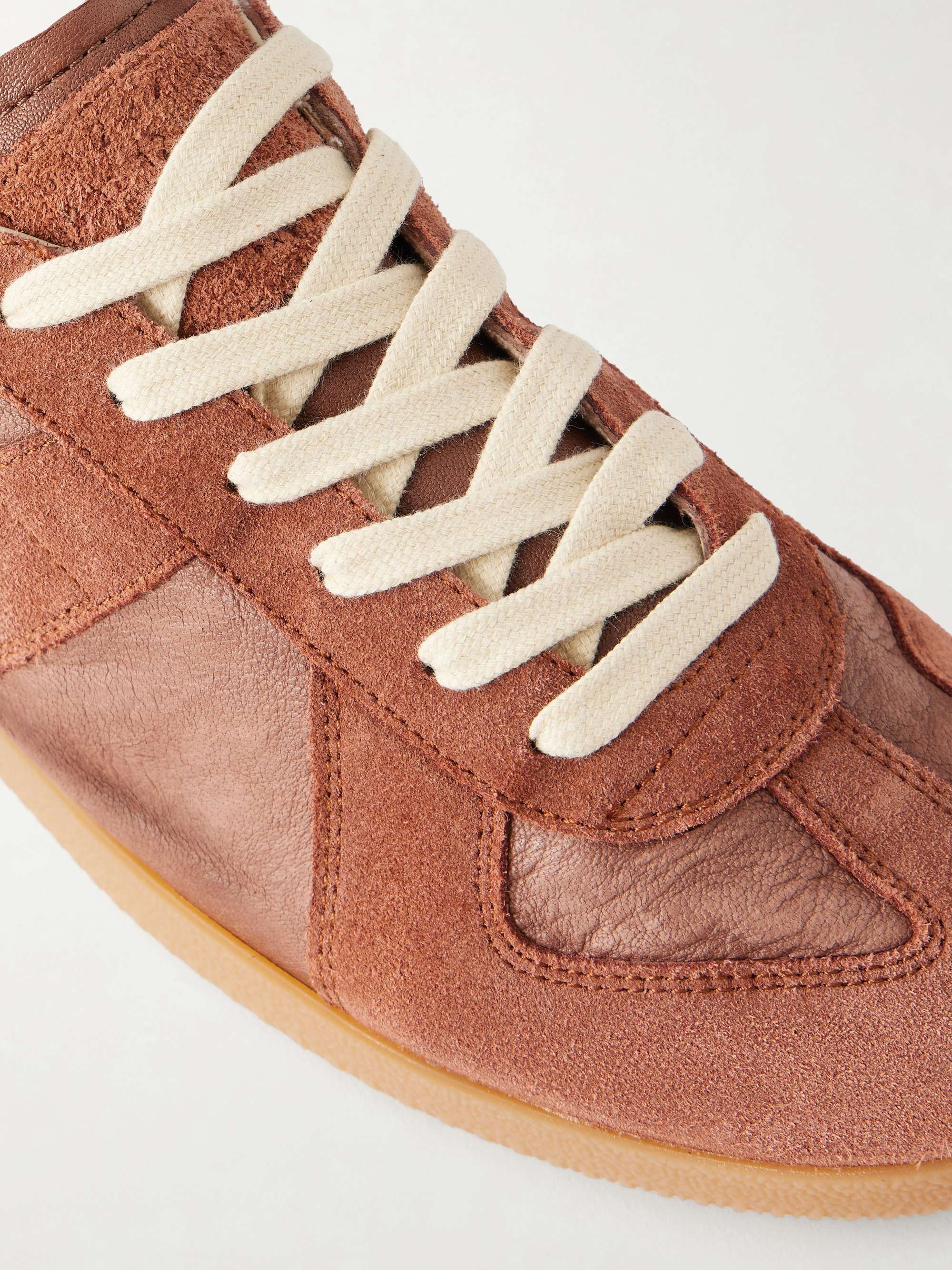 MAISON MARGIELA Replica suede-trimmed textured-leather sneakers
