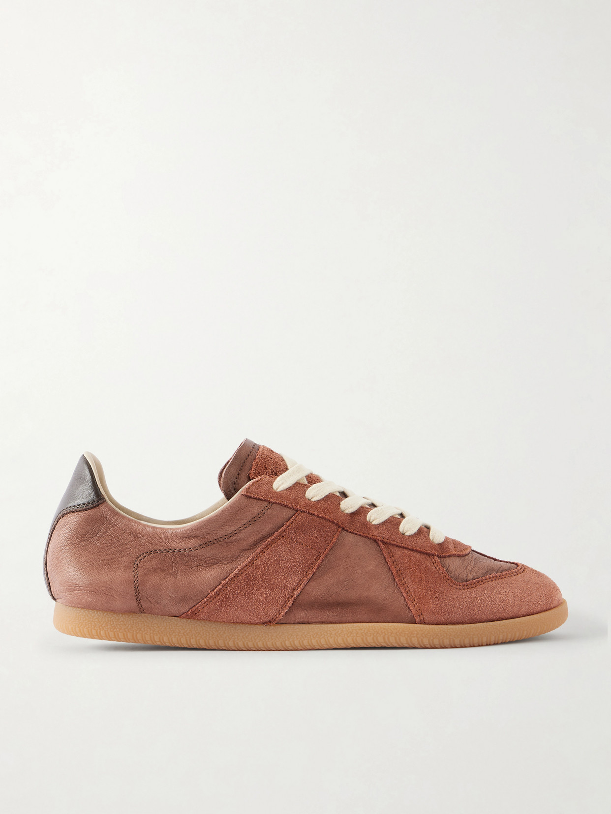 Maison Margiela - Replica Suede-trimmed Textured-leather Sneakers - Metallic