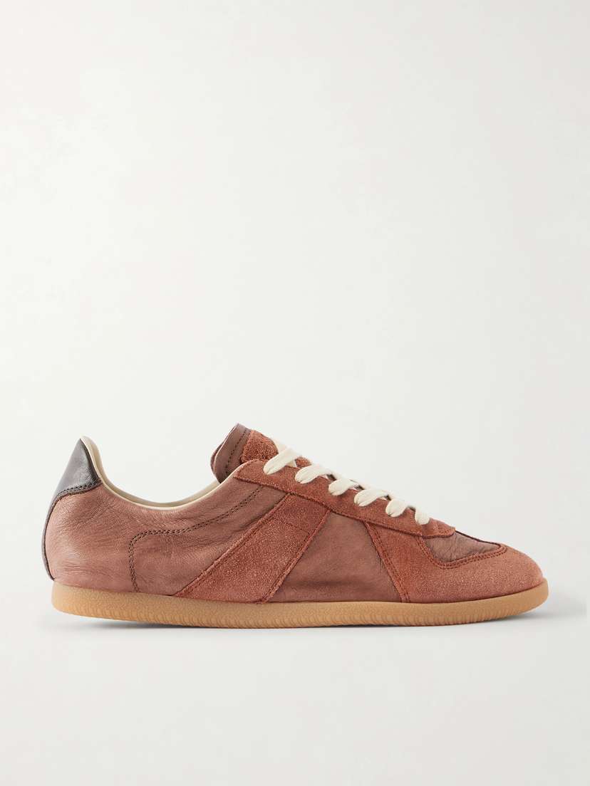 Maison Margiela Replica Suede-trimmed Textured-leather Sneakers