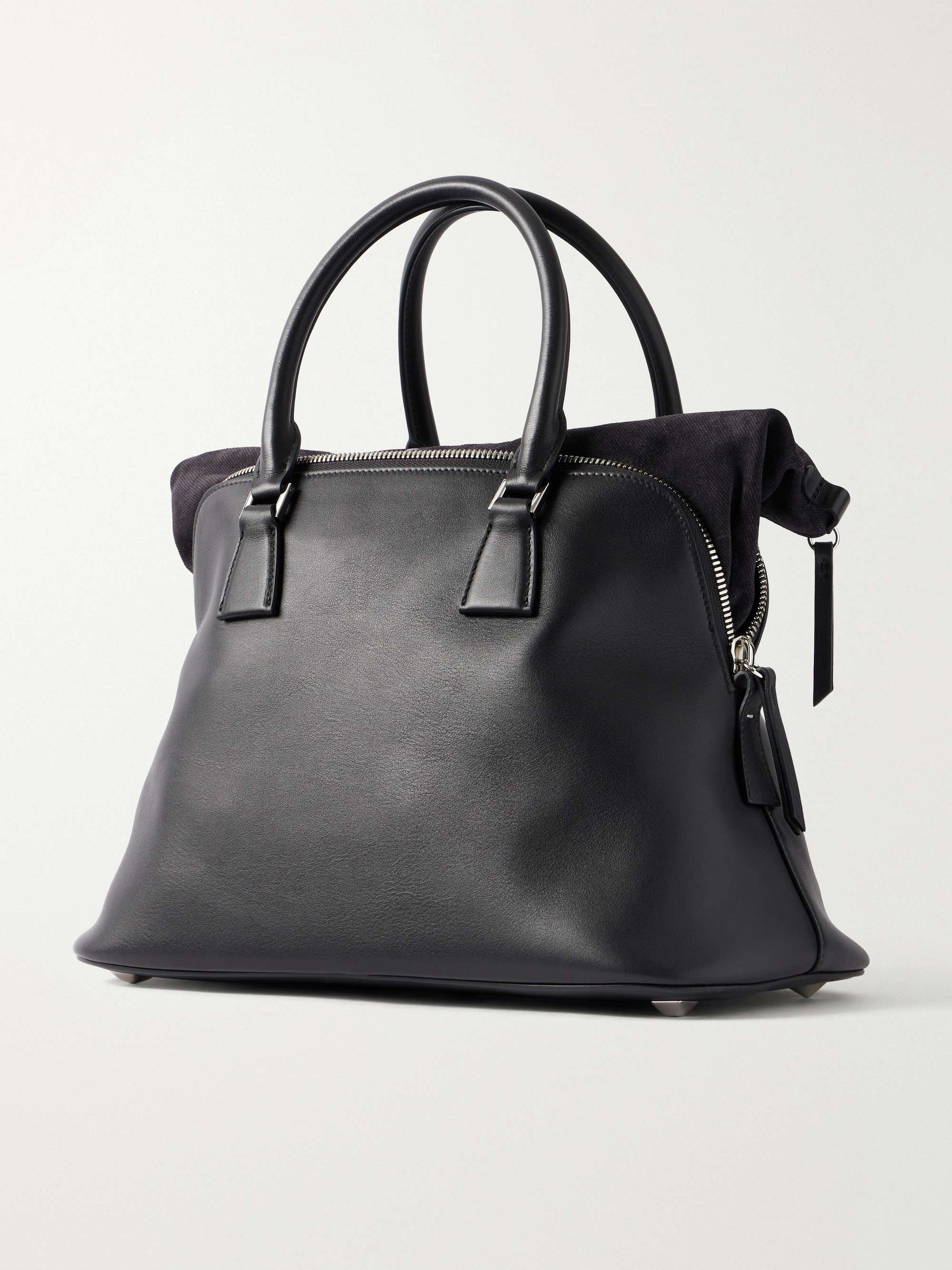 MAISON MARGIELA Leather and suede tote | NET-A-PORTER