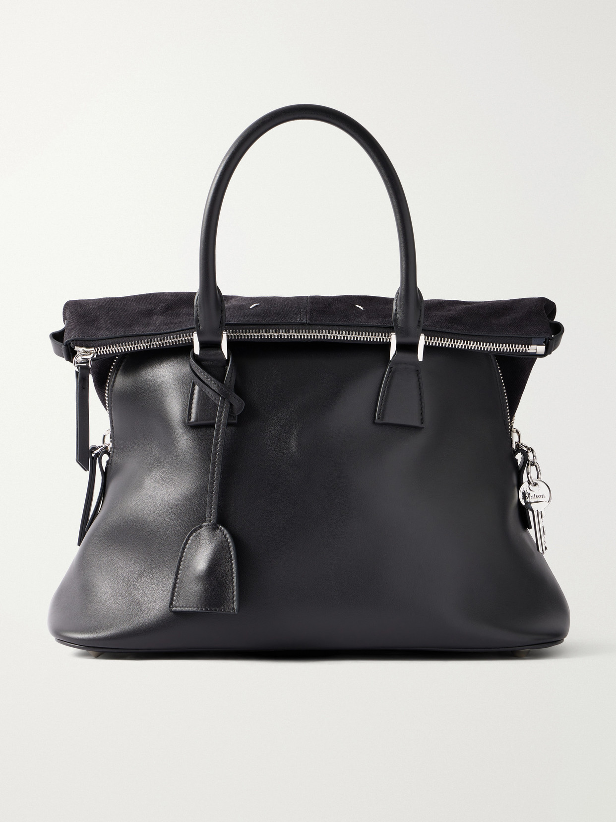Maison Margiela Leather And Suede Tote In Gray