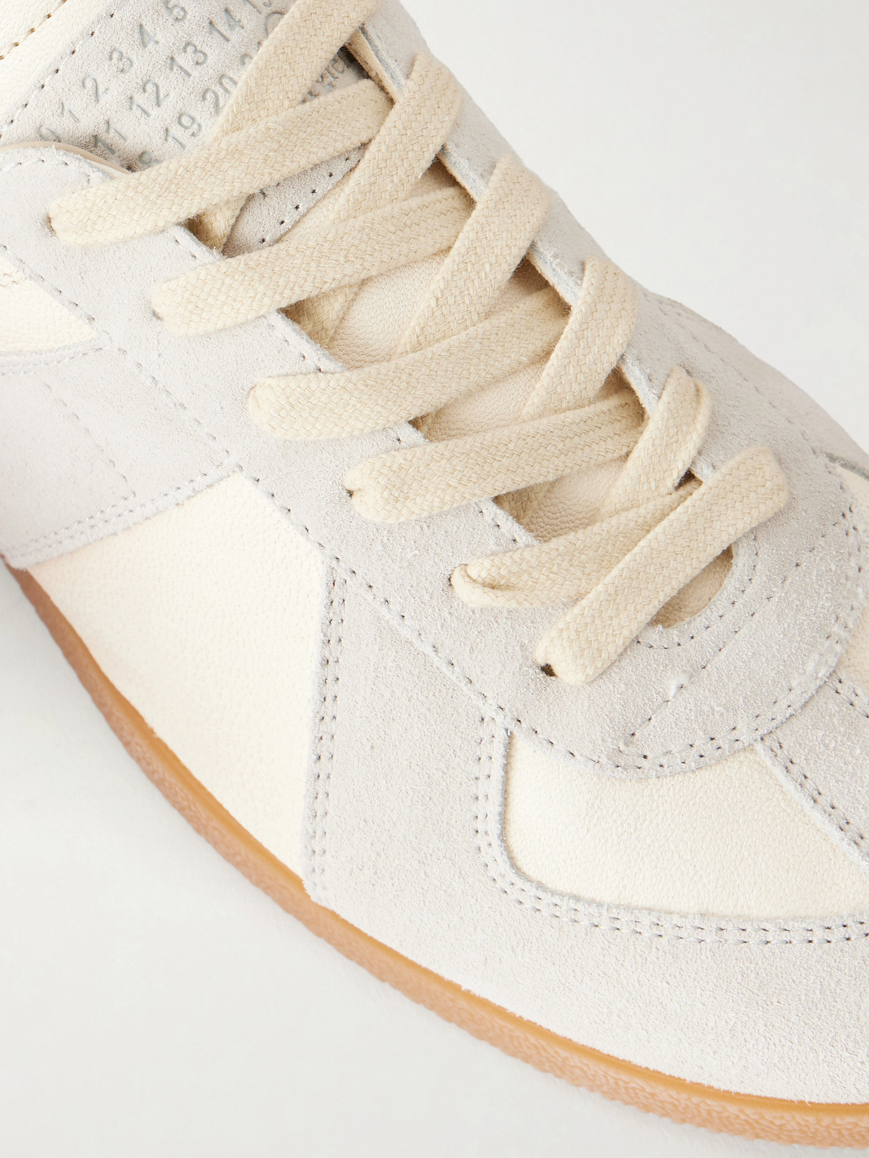 Replica Suede-Trimmed Textured-Leather Sneakers