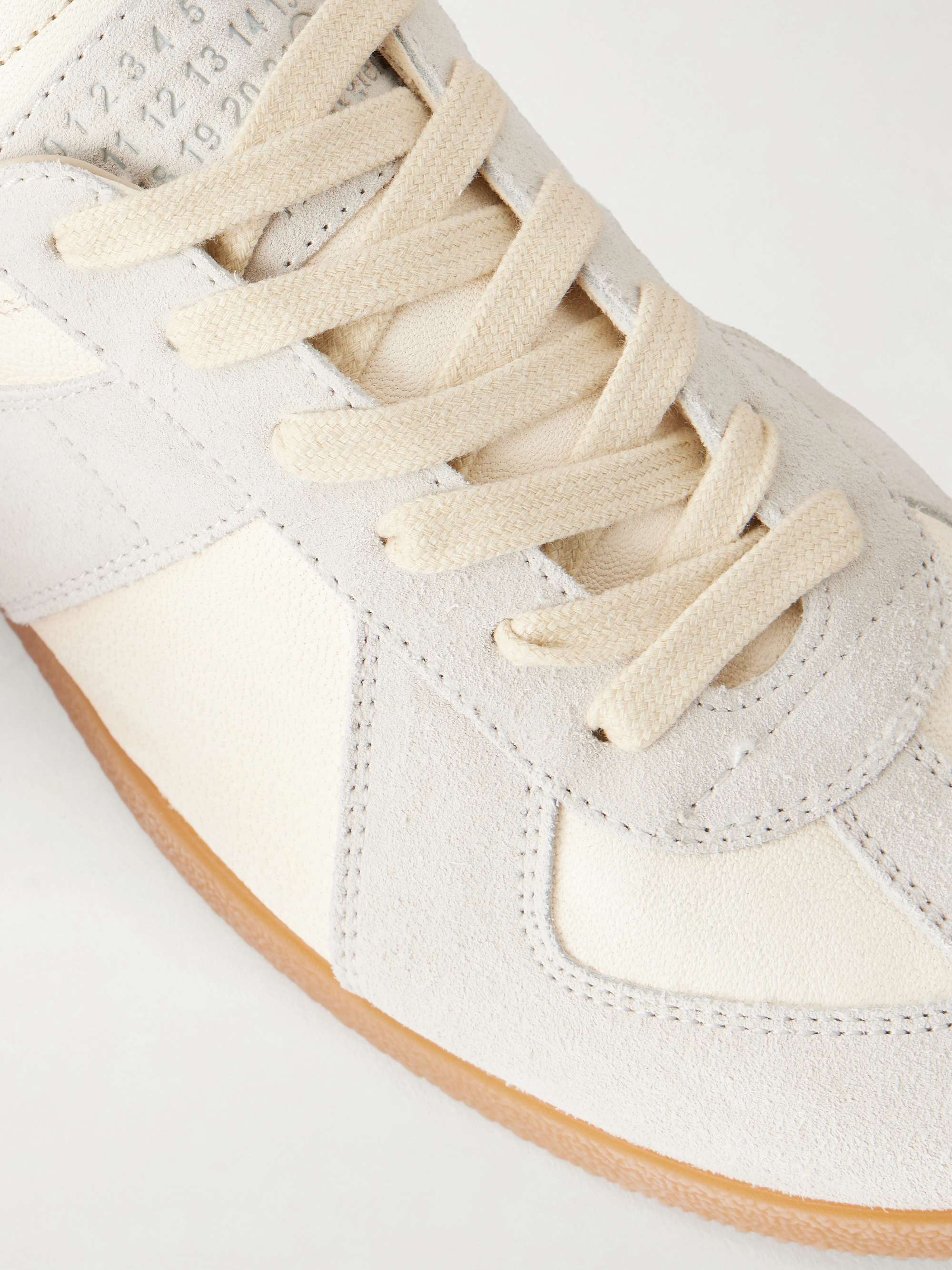 MAISON MARGIELA Replica suede-trimmed textured-leather sneakers