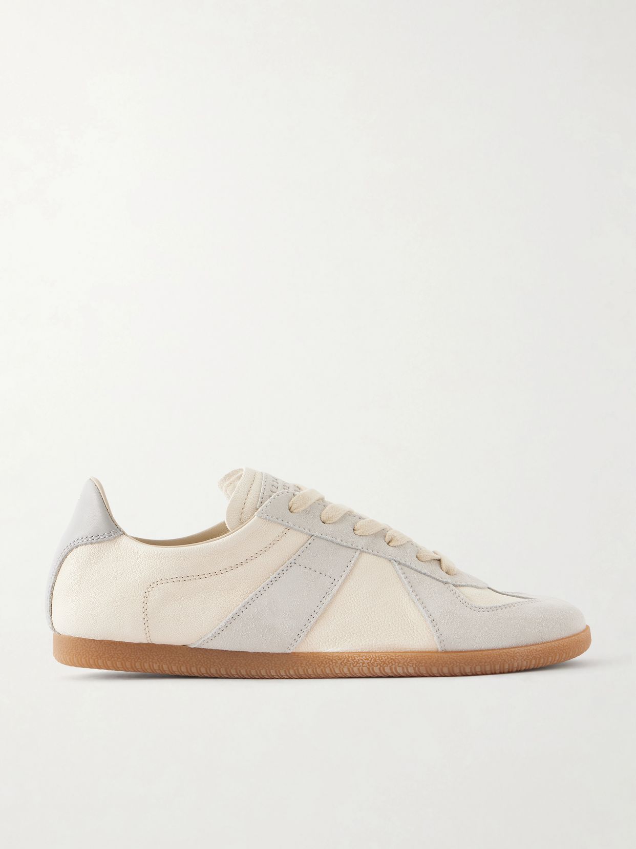Replica suede-trimmed textured-leather sneakers